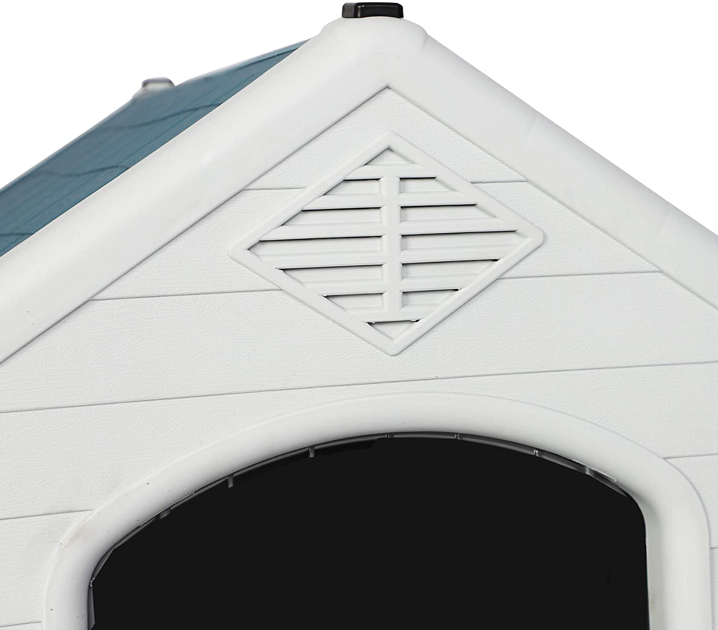 LONABR Plastic Outdoor Dog House for Pet Weatherproof Kennel Small to Large Size,Blue & White