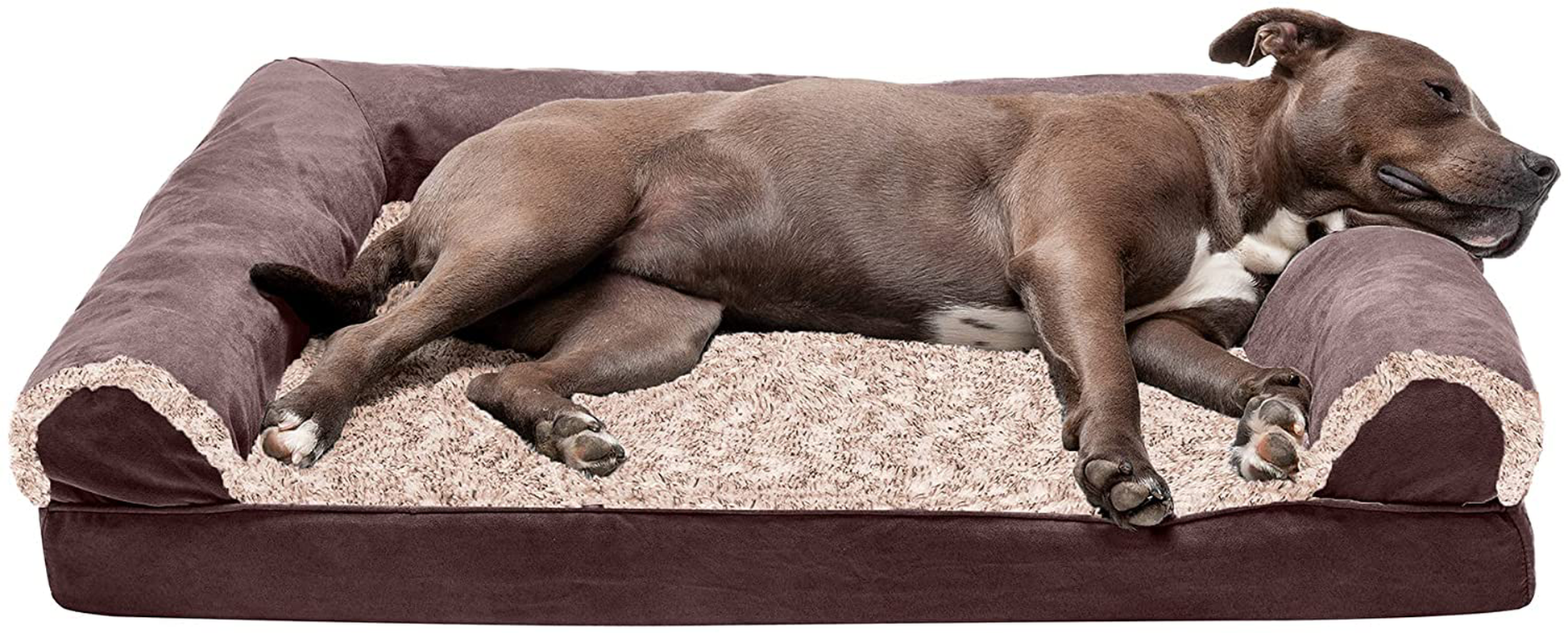 CALM-N-COMFY Orthopedic Pet Beds - Sofa and Mattress Tonal Faux Fur and Suede Orthopedic Dog Beds with Removable Washable Cover for Dogs and Cats - Multiple Colors and Sizes Animals & Pet Supplies > Pet Supplies > Dog Supplies > Dog Beds CALM-N-COMFY Sofa - Espresso Large 