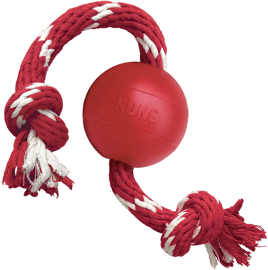 KONG - Ball with Rope - Durable Rubber, Fetch and Chew Toy - for Small Dogs Animals & Pet Supplies > Pet Supplies > Dog Supplies > Dog Toys KONG   