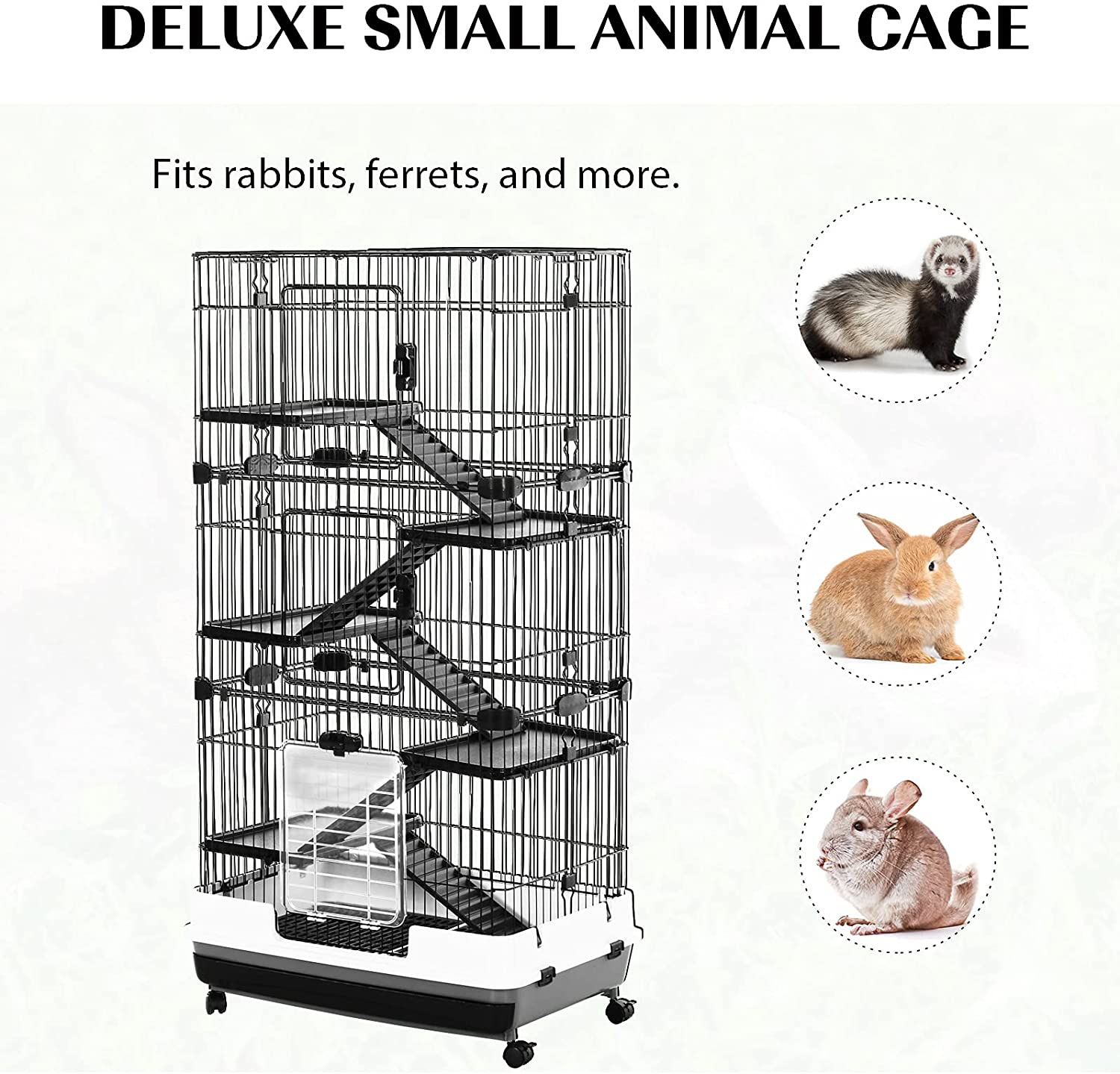 Pawhut 57" H 6-Level Indoor Small Animal Cage Rabbit Hutch with Wheels Animals & Pet Supplies > Pet Supplies > Small Animal Supplies > Small Animal Habitat Accessories PawHut   