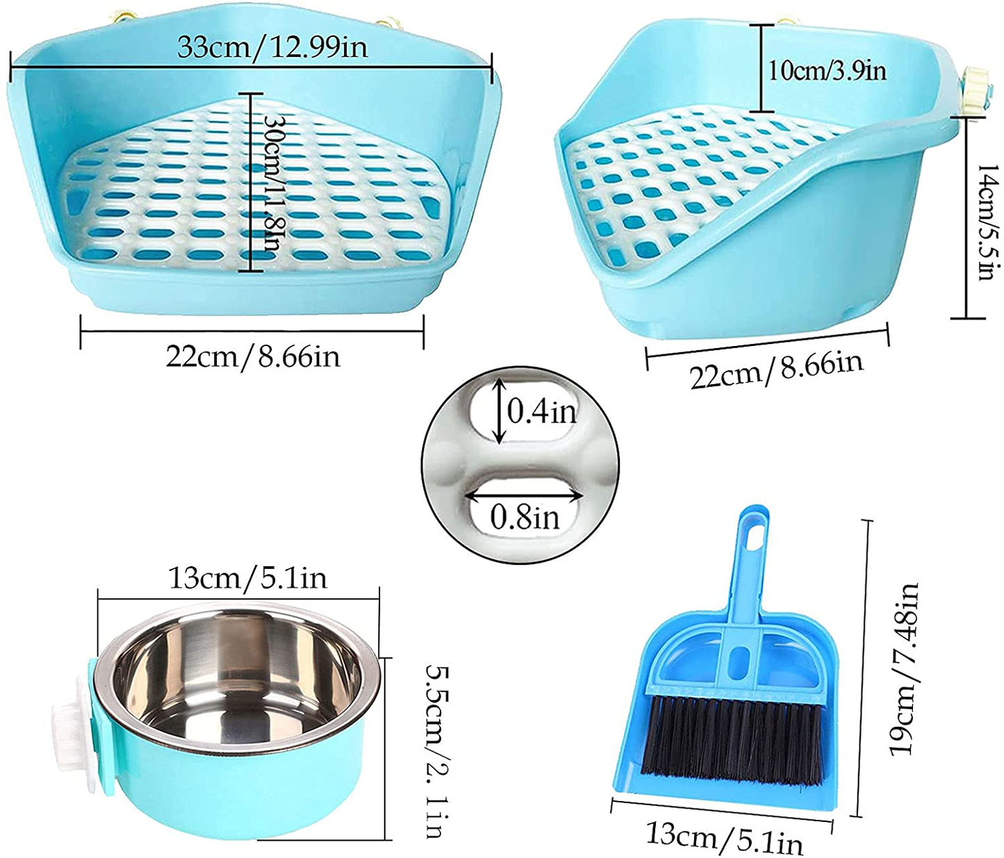 Kathson Rabbit Litter Box Small Animal Potty Trainer Corner Pet Toilet Guinea Pig Litter Bedding Pan with 2 Pcs Pet Removable Hanging Bowls for Rabbits Chinchillas Guinea Pigs Ferrets Animals & Pet Supplies > Pet Supplies > Small Animal Supplies > Small Animal Bedding kathson   