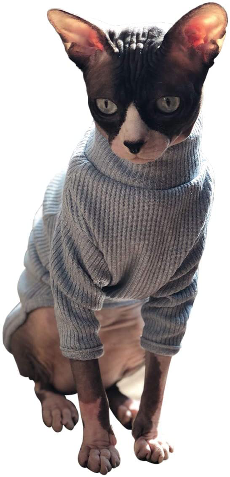 Bonaweite Hairless Cats Vest Turtleneck Sweater, Breathable Adorable Cat Wear Shirt Clothes, Cat'S Pajamas Jumpsuit for Sphynx, Cornish Rex, Devon Rex, Peterbald