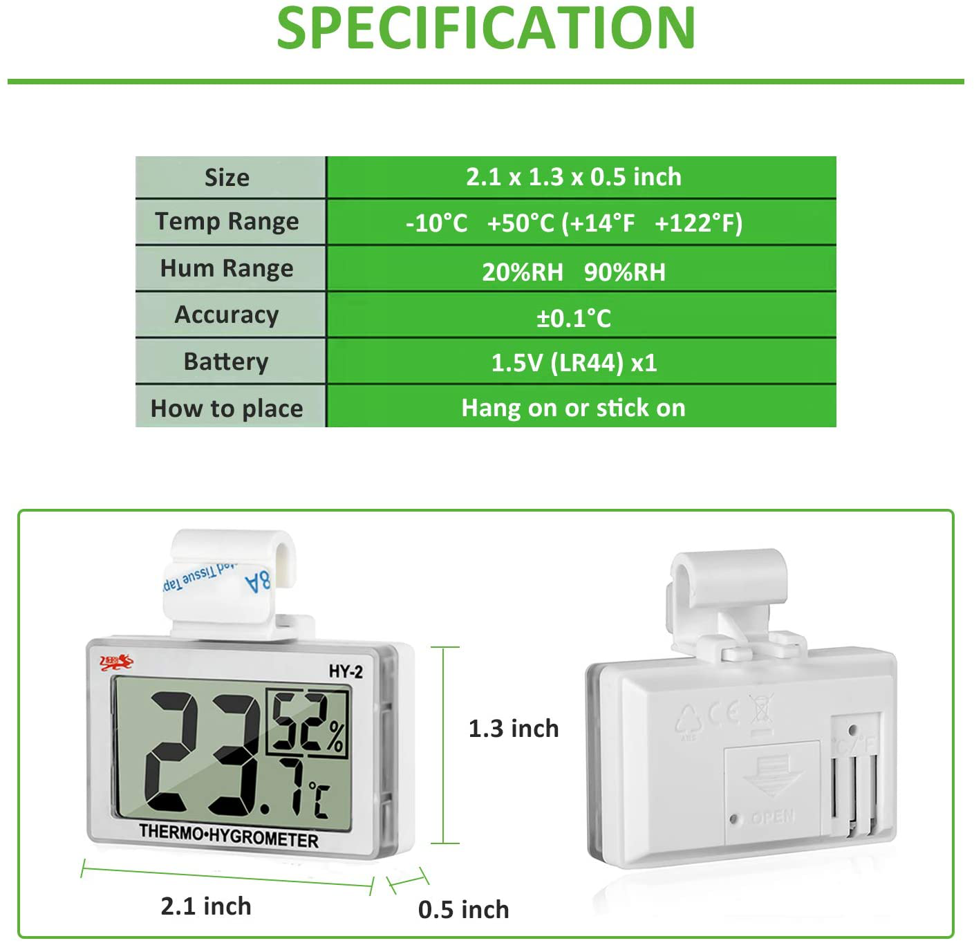 Reptile Thermometer Hygrometer LCD Digital Humidity Gauge, Worked with Reptile Heat Pad to Monitor Temperature & Humidity in Reptile Terrarium, Perfect for Turtle/Snake/Lizard/Frog/Spider/Plant Box Animals & Pet Supplies > Pet Supplies > Reptile & Amphibian Supplies > Reptile & Amphibian Habitat Accessories Qguai   