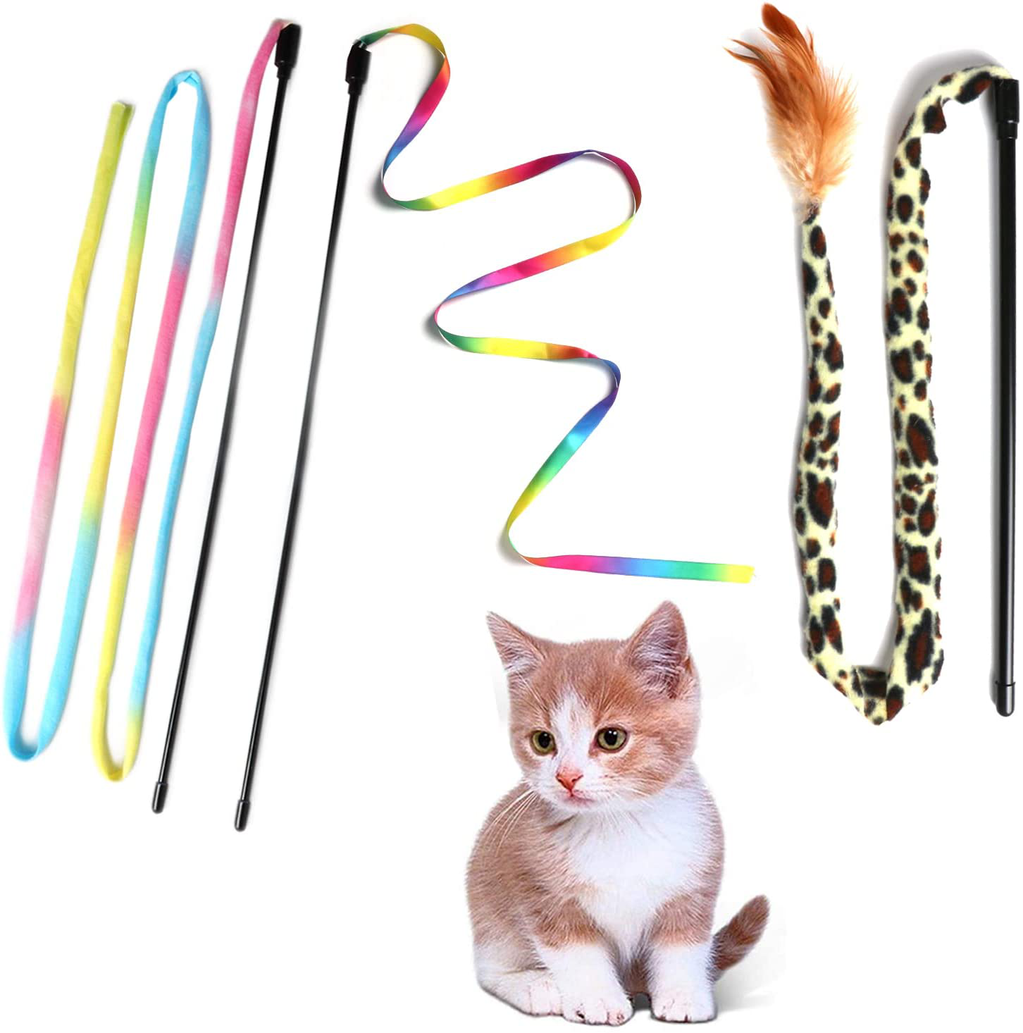 M JJYPET Retractable Cat Wand Toys,12 Packs Interactive Cat Feather Toy,9 Assorted Teaser Refills with Bell for Cat,Kitten Animals & Pet Supplies > Pet Supplies > Cat Supplies > Cat Toys M JJYPET 3Pieces  