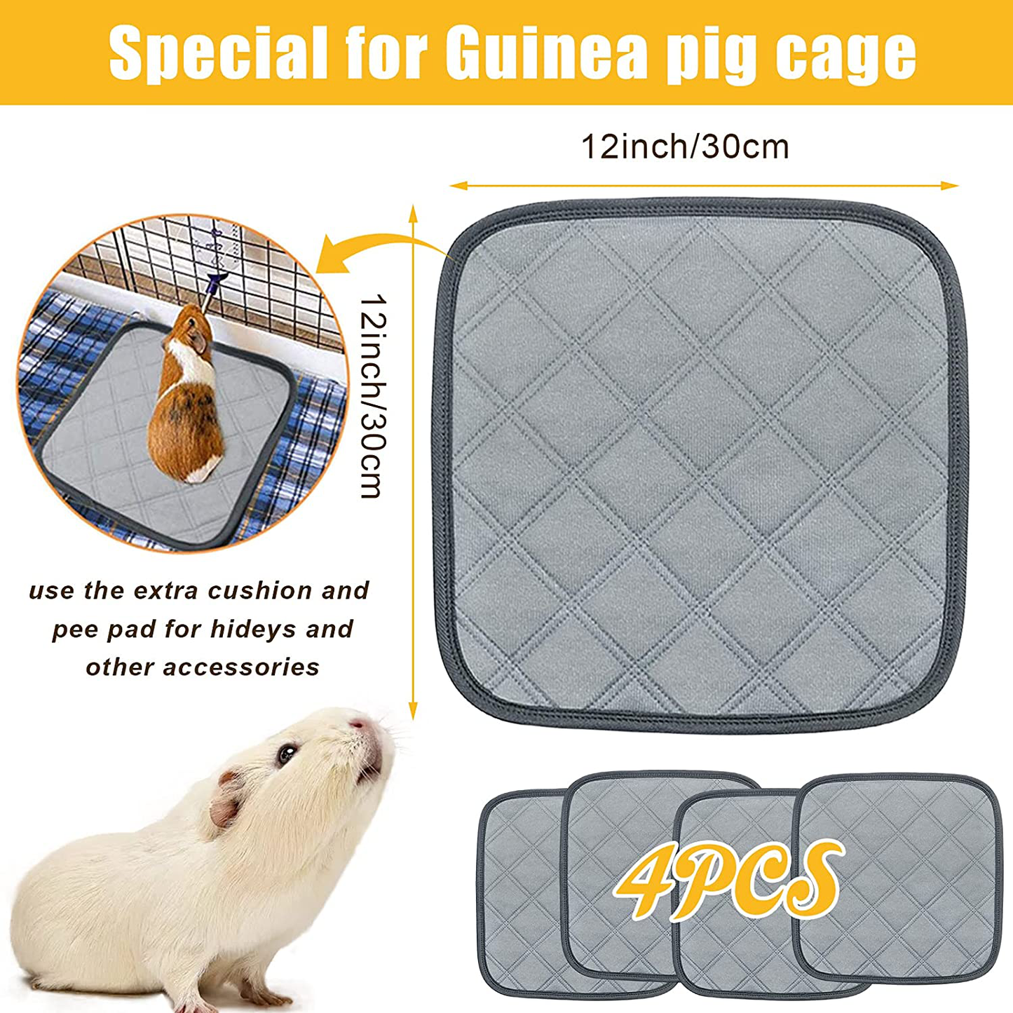 Luticessy Guinea Pig Cage Liners, Washable & Reusable Guinea Pig Pee Pads, Anti-Slip and Super Absorbent Guinea Pig Bedding, Waterproof Pet Training Pads for Small Animals Animals & Pet Supplies > Pet Supplies > Small Animal Supplies > Small Animal Bedding Luticessy   