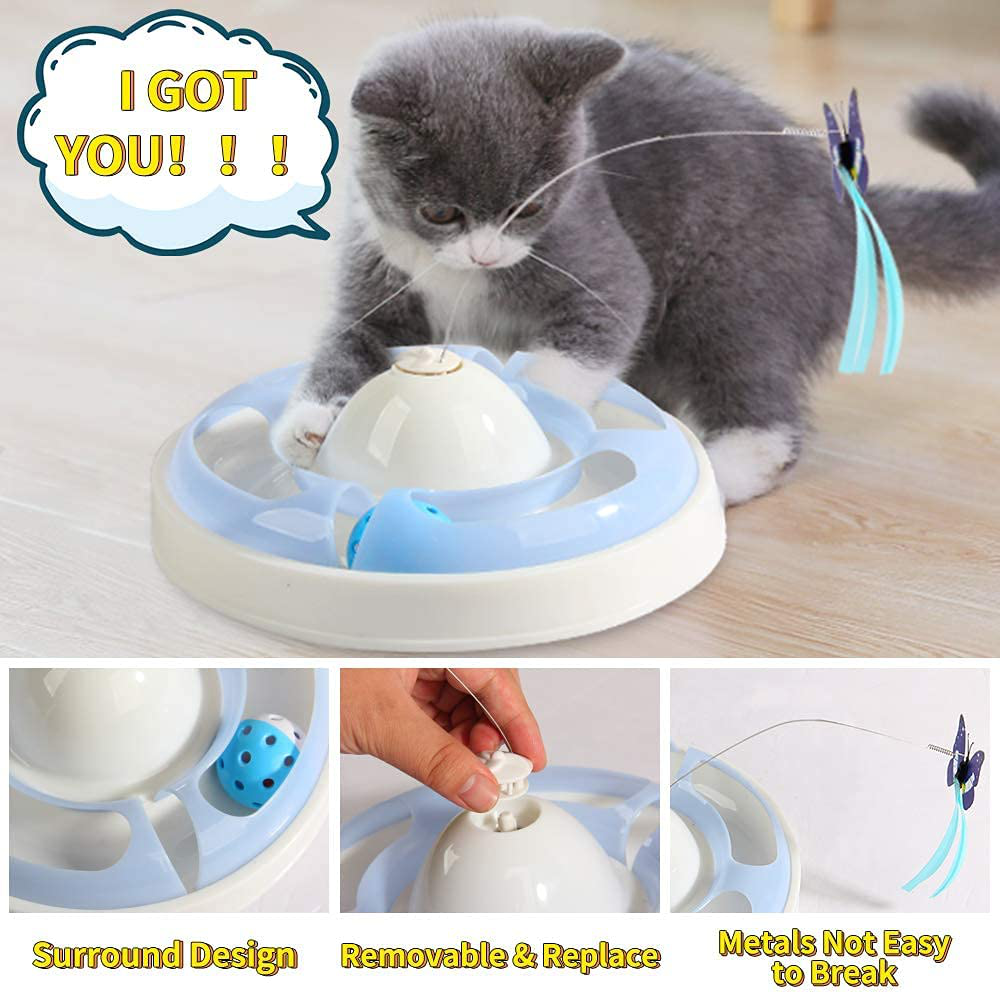 We-Ha Interactive Cat Toys Automatic Electric Rotating Butterfly Ball Exercise Kitten Toy Funny Cat Teaser Toys for Indoor Cats 3 Flashing Butterfly 360 Rotate Clockwise or Counterclockwise Animals & Pet Supplies > Pet Supplies > Cat Supplies > Cat Toys We-Ha   