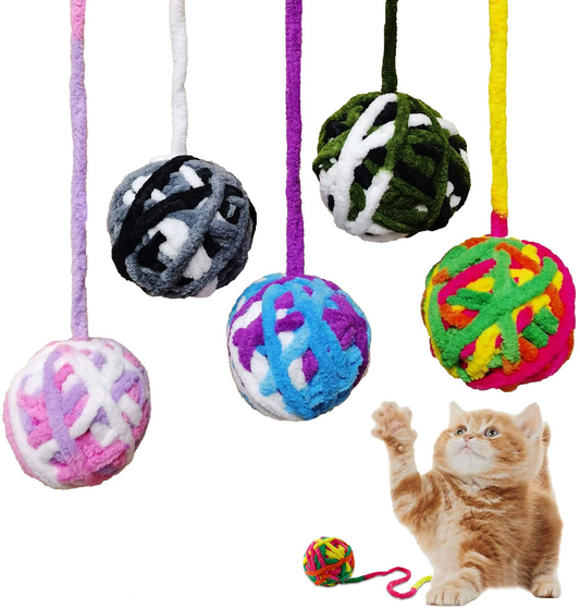 Cat Toy Balls - 5 PCS Colorful Yarn Cat Balls Built-In Bell Cat Toys Interactive Kitten Toys Cat Ball Toys for Cats Kitten Animals & Pet Supplies > Pet Supplies > Cat Supplies > Cat Toys MAIYU   