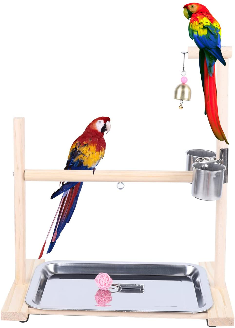 Bird Play Stands with Feeder Cups Dishes, LYNICESHOP Parrot Playstand Bird Playground Gym Training Stand Toys with Feeder, Bird Cage Toys Accessories for Small Cockatiels, Conures, Parakeets, Finch Animals & Pet Supplies > Pet Supplies > Bird Supplies > Bird Gyms & Playstands LYNICESHOP   