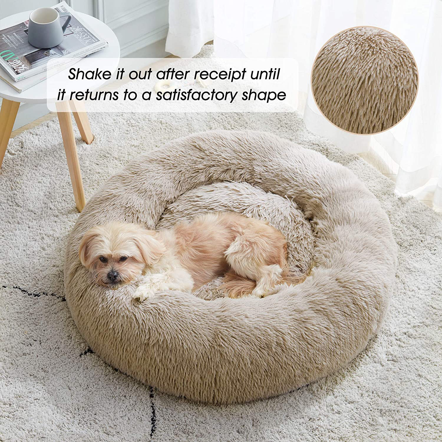Calming Dog Bed & Cat Bed, Anti-Anxiety Donut Dog Cuddler Bed, Warming Cozy Soft Dog round Bed, Fluffy Faux Fur Plush Dog Cat Cushion Bed for Small Medium Dogs and Cats (20"/24"/27"/30") Animals & Pet Supplies > Pet Supplies > Cat Supplies > Cat Beds WESTERN HOME WH   