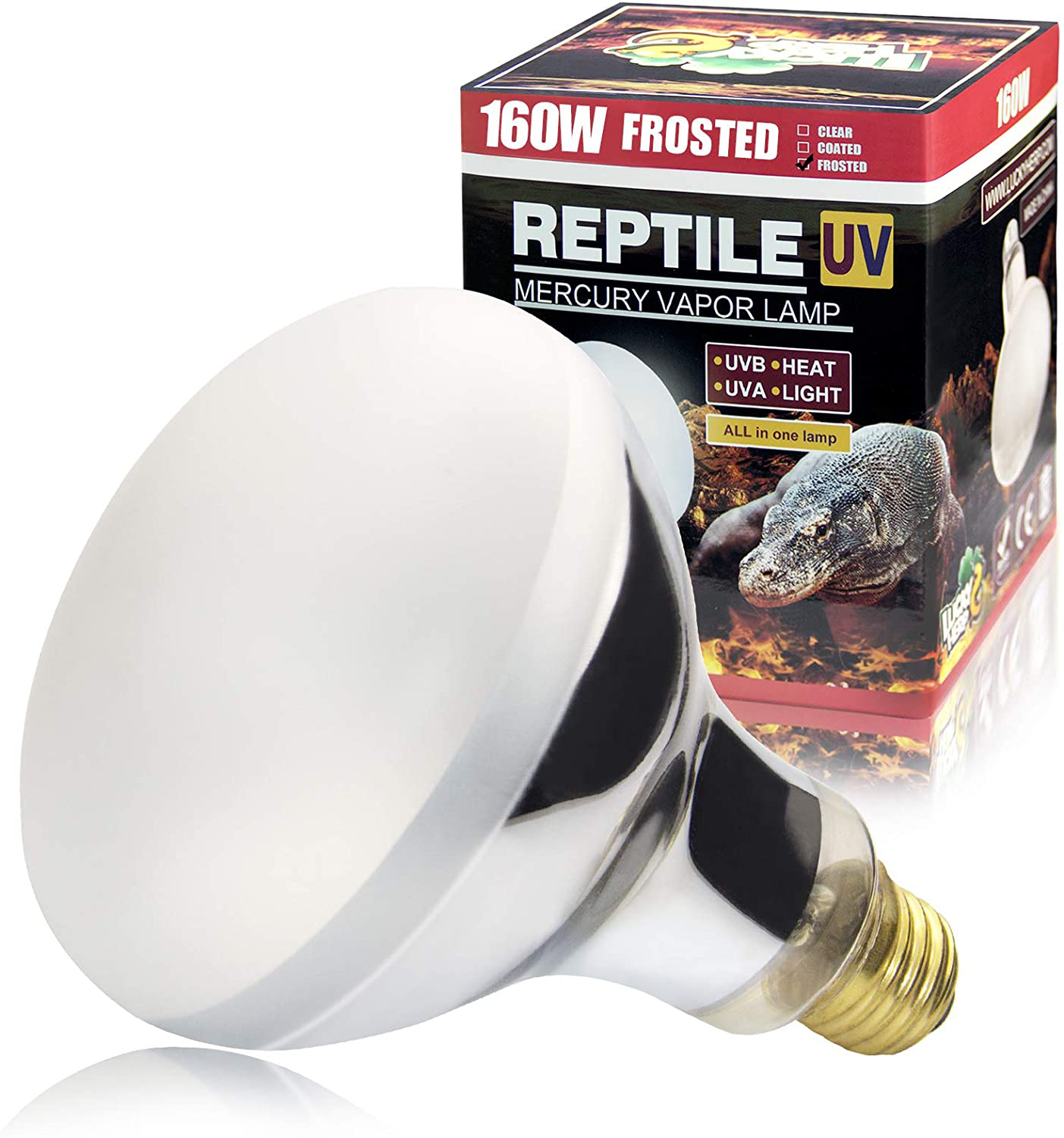 LUCKY HERP UVA+UVB Mercury Vapor Bulb High Intensity Self-Ballasted Heat Basking Lamp/Bulb/Light for Reptile and Amphibian
