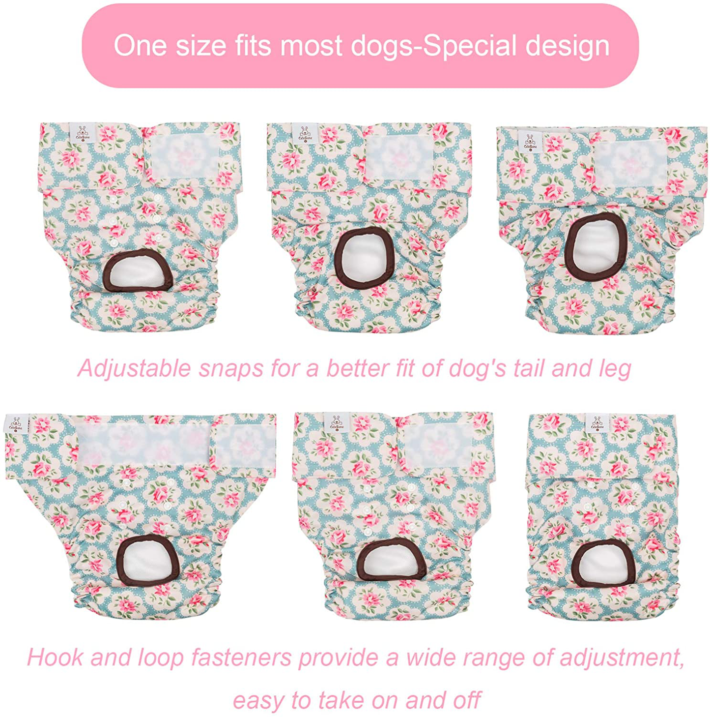 Cutebone Reusable Dog Diapers Female 3 Pack Washable Puppy Pants for Doggie Heat Period Animals & Pet Supplies > Pet Supplies > Dog Supplies > Dog Diaper Pads & Liners CuteBone   