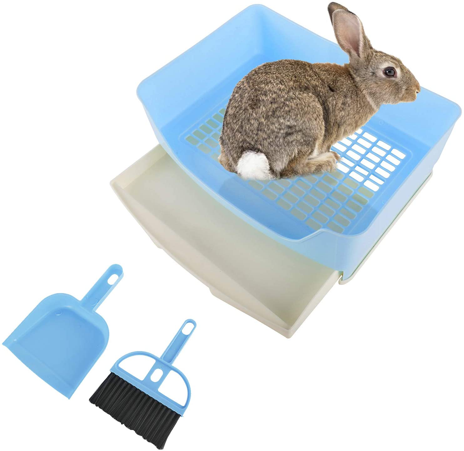 Sparkfire Large Rabbit Litter Box Trainer 16" × 11.8", Potty Corner Toilet with Drawer Bigger Pet Pan for Adult Hamster, Guinea Pig, Chinchilla, Bunny and Other Small Animals