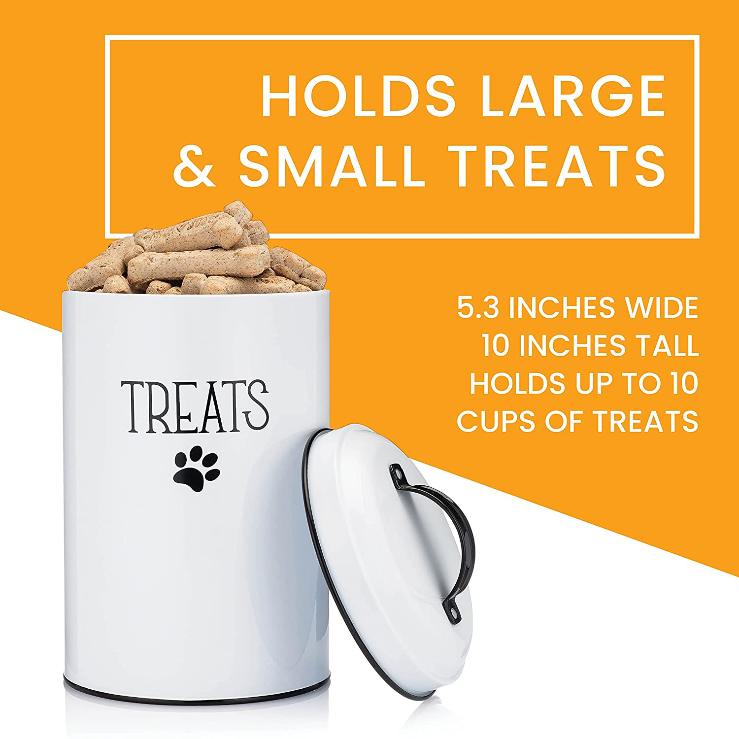 JRW DESIGN White Dog and Cat Treat Container plus 2 Bone-Shaped Cookie Cutters - Farmhouse Dog Treat Holder Jar - Durable Dog Biscuit Tin Canister, Great Gift for Pet Owners - Stylish Dog Treat Jar Animals & Pet Supplies > Pet Supplies > Small Animal Supplies > Small Animal Treats JRW Design   