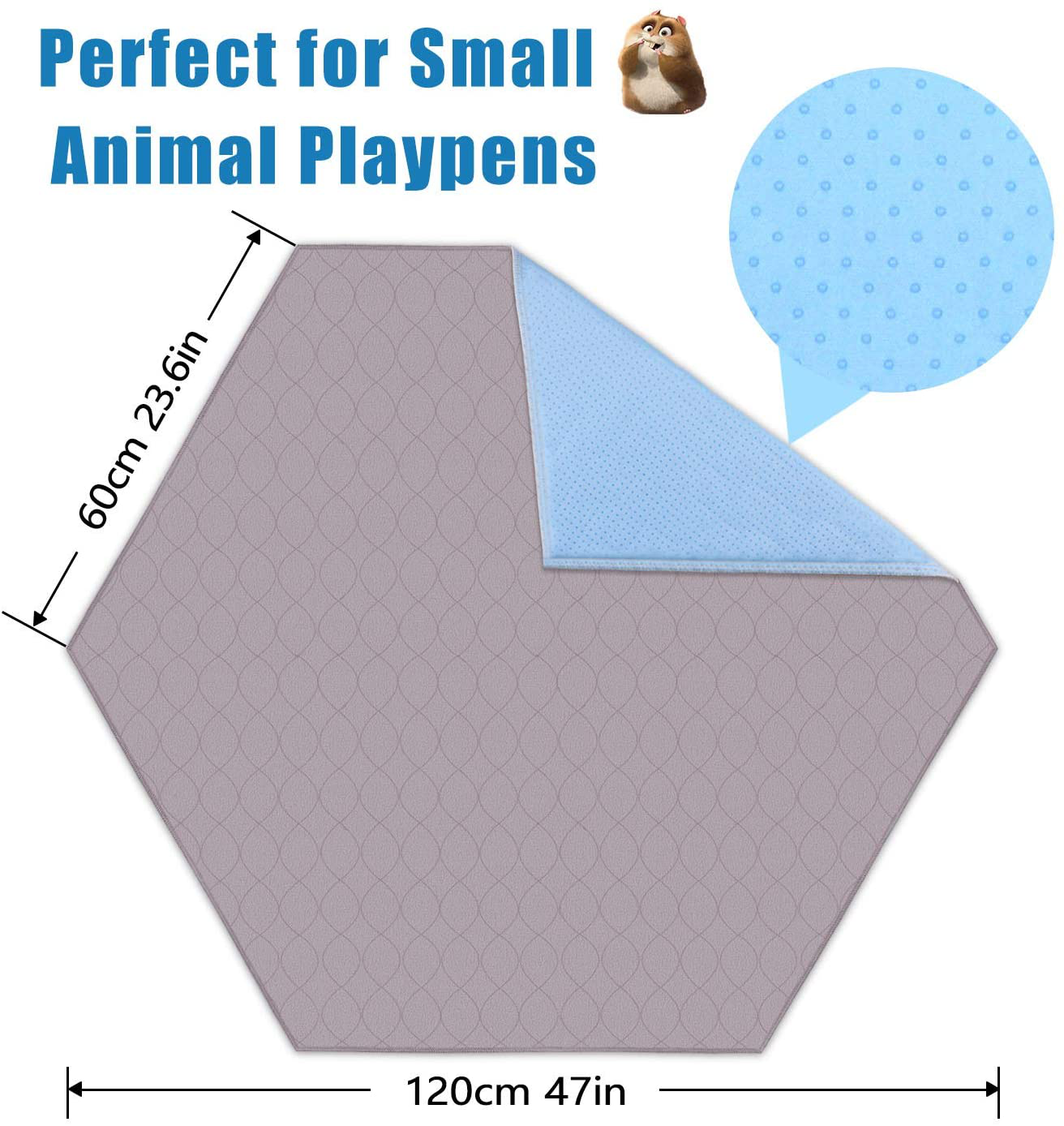 Uteuvili Small Animal Fleece Playpen Liners Guinea Pig Bedding Cage Liners Rabbit Hamster Bunny Chinchillas and Hedgehogs Playpen Fence Liners Diagonal 47"