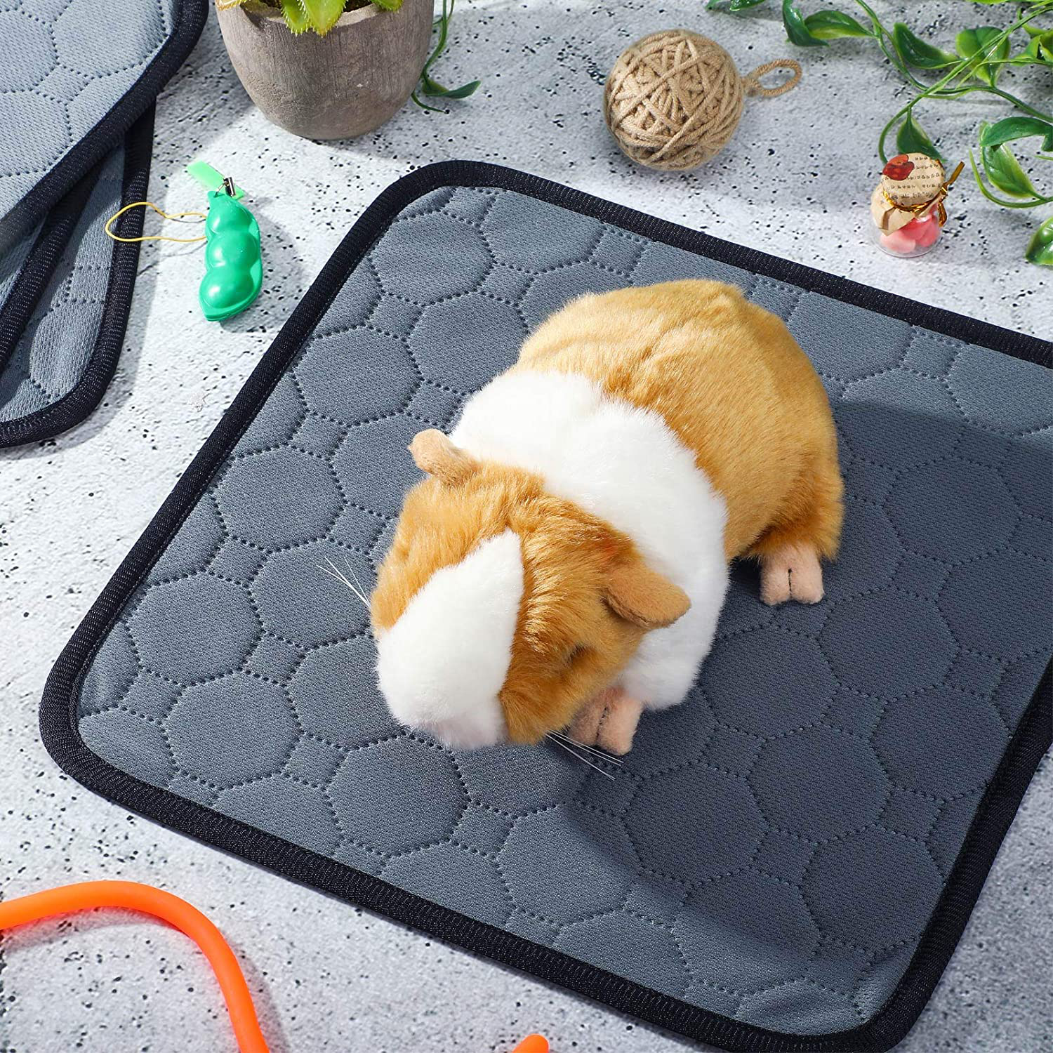 Jetec 5 Pieces Guinea Pig Cage Liners Washable and Reusable Guinea Pig Pee Pads Anti-Slip and Highly Absorbent Guinea Pig Bedding Waterproof Pet Training Pads for Small Rabbit Hamster Rat
