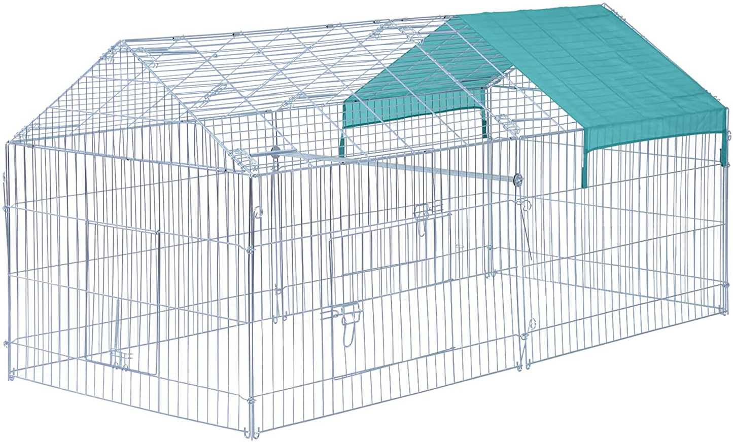 Pawhut 87” X 41” Outdoor Metal Pet Enclosure Small Animal Playpen Run for Rabbits, Chickens, Cats, Small Animals Animals & Pet Supplies > Pet Supplies > Small Animal Supplies > Small Animal Habitat Accessories PawHut Silver  