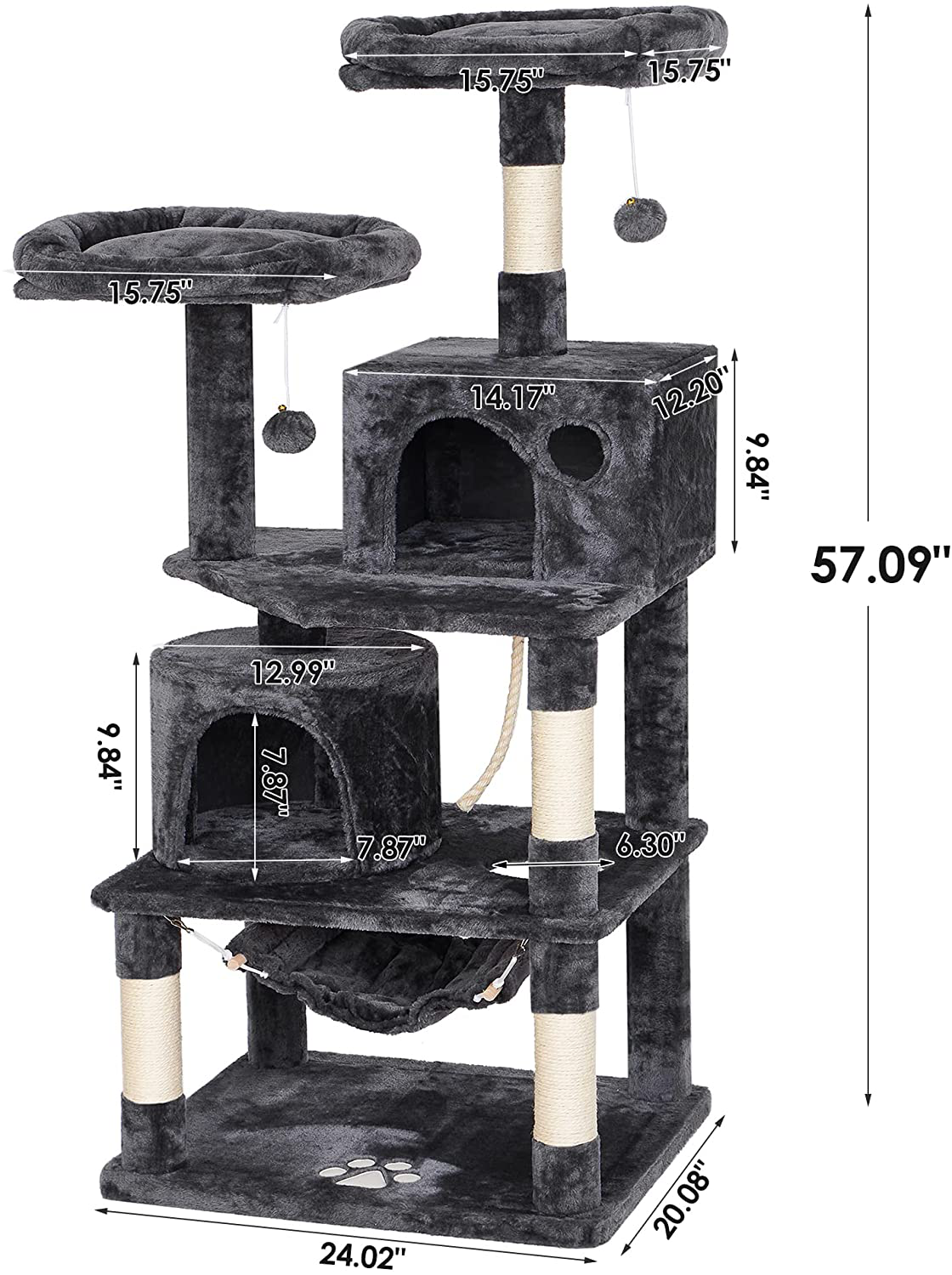 BEWISHOME Cat Tree Condo Furniture Kitten Activity Tower Pet Kitty Play House with Scratching Posts Perches Hammock MMJ01 Animals & Pet Supplies > Pet Supplies > Cat Supplies > Cat Furniture BEWISHOME   
