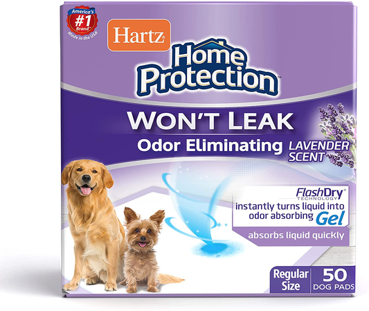 Hartz Home Protection Odor Eliminating Dog Pads, Varies Sizes Animals & Pet Supplies > Pet Supplies > Dog Supplies > Dog Diaper Pads & Liners Hartz Lavender Regular 21 X 21 (50 Count) 