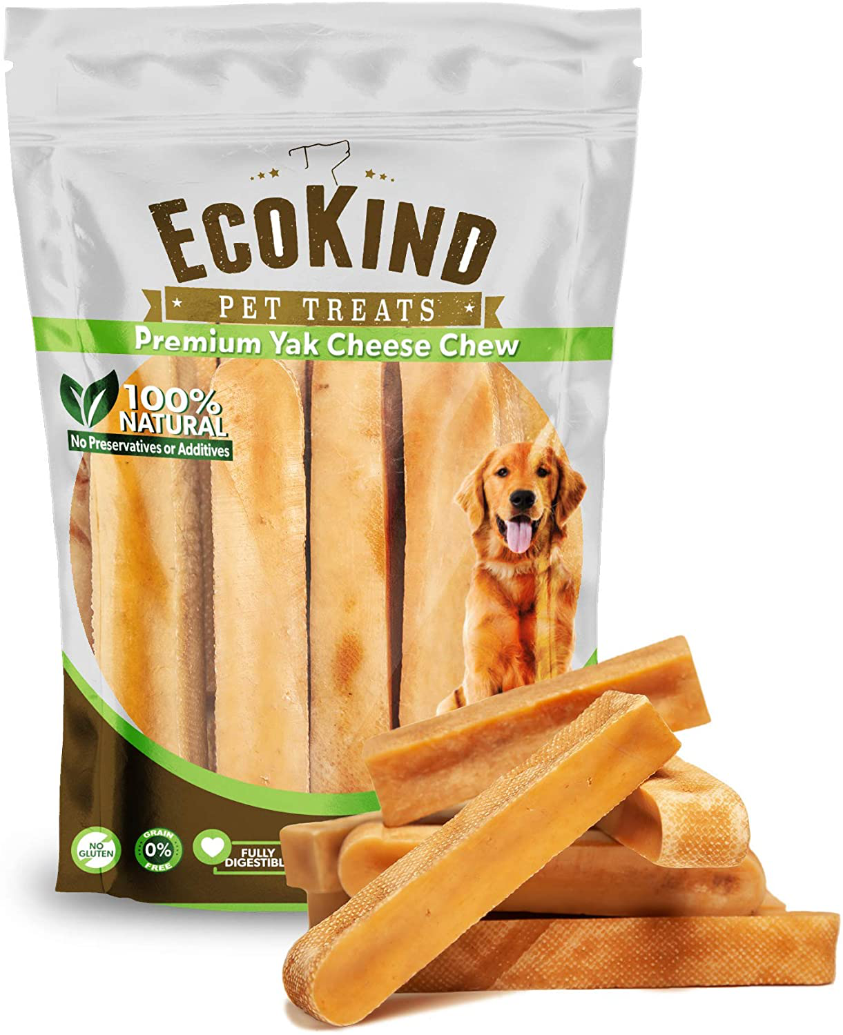 Ecokind Pet Treats Gold Yak Dog Chews | Grade a Quality, Healthy & Safe for Dogs, Odorless, Treat for Dogs, Keeps Dogs Busy & Enjoying, Indoors & Outdoor Use Animals & Pet Supplies > Pet Supplies > Dog Supplies > Dog Treats EcoKind Pet Treats 1 lb. Bag  