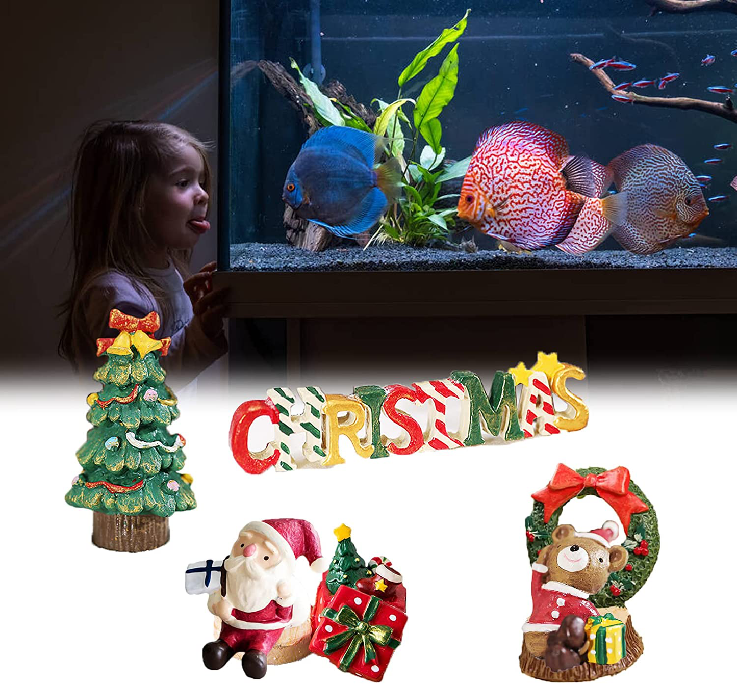 Bili-Silly Christmas Aquarium Decoration,Xmas Tree Figure Present Box Miniature,Creative Resin Oranment Christmas Tree,Micro Landscape Ornaments for Holiday Fish Tank Supplies Table Decor Animals & Pet Supplies > Pet Supplies > Fish Supplies > Aquarium Decor Bili-silly   