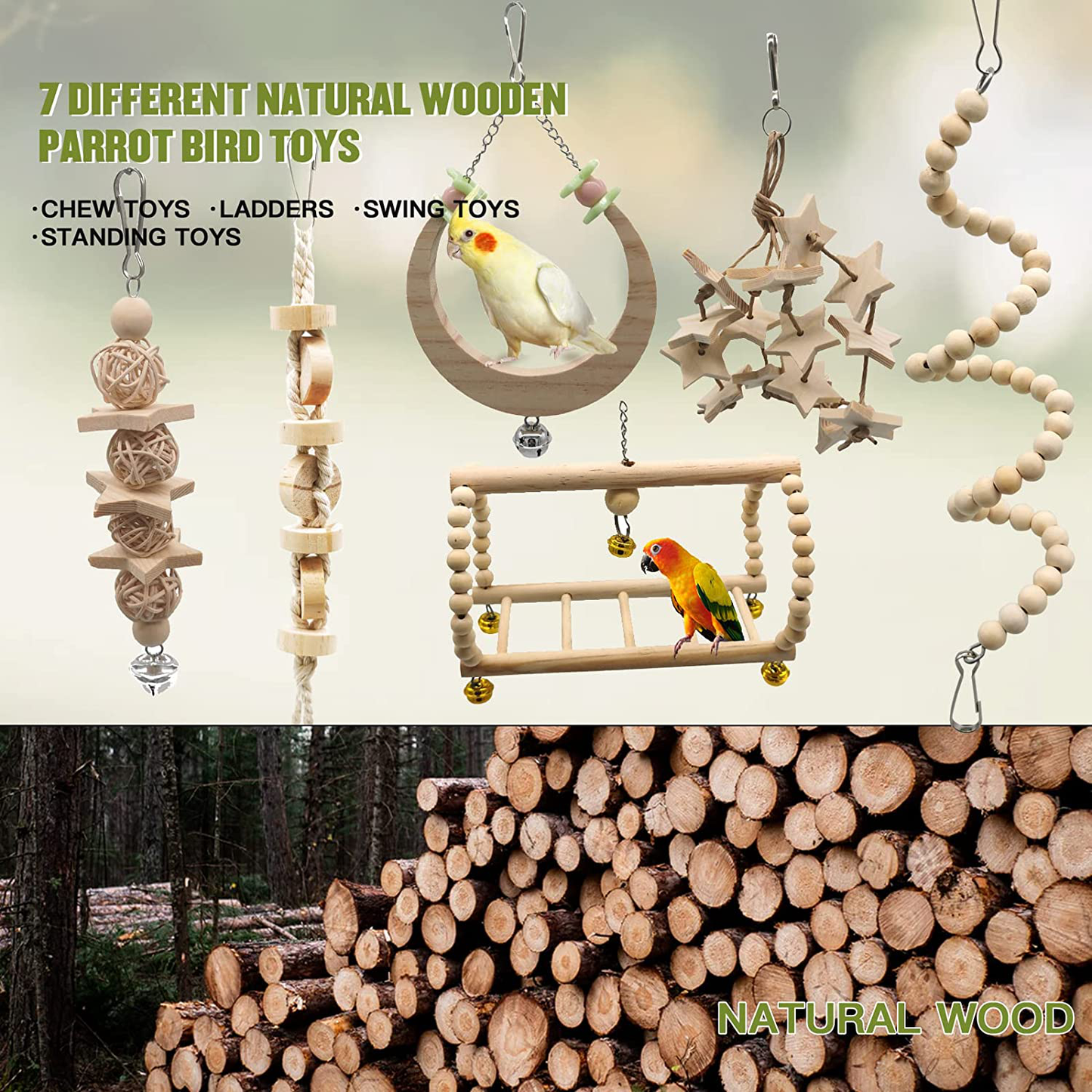 G-HY Bird Parrot Swing, Chew Toy Toys, All Natural and Safe Non-Toxic, Suitable for Small Parakeets, Budgies, Conures, Finches, Love Birds and Other Small and Medium-Sized Parrots Animals & Pet Supplies > Pet Supplies > Bird Supplies > Bird Cage Accessories G-HY   