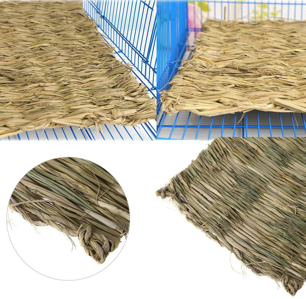 Hamiledyi Rabbit Bunny Grass Mat,3 Pack Hamster Mat Natural Straw Woven Bed Mat Bunny Bedding Nest Chew Toy for Small Animal Guinea Pig Parrot Rat Animals & Pet Supplies > Pet Supplies > Small Animal Supplies > Small Animal Bedding Hamiledyi   