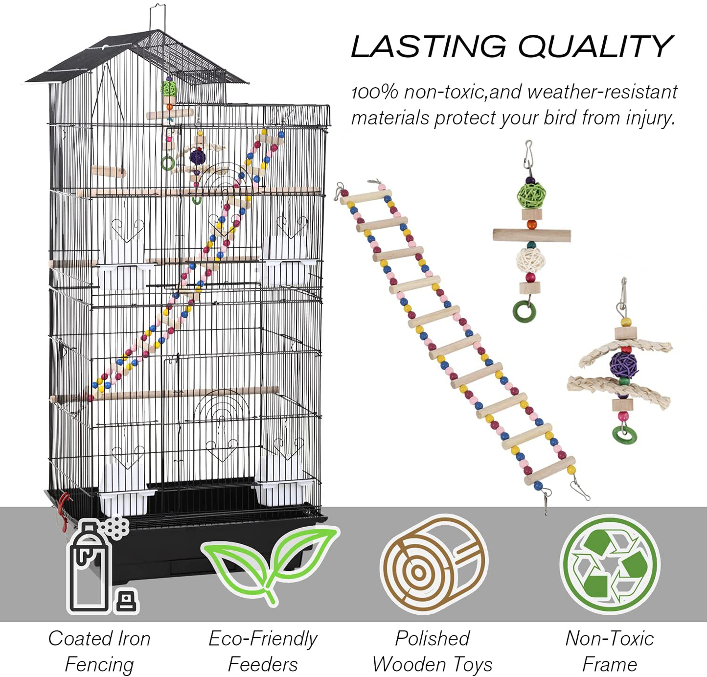 Bird Cage, Parrot Cage 39 Inch Parakeet Cage Accessories with Bird Stand Medium Roof Top Large Flight Cage for Small Cockatiel Canary Parakeet Conure Finches Budgie Lovebirds Pet Toy Animals & Pet Supplies > Pet Supplies > Bird Supplies > Bird Cages & Stands HCY   