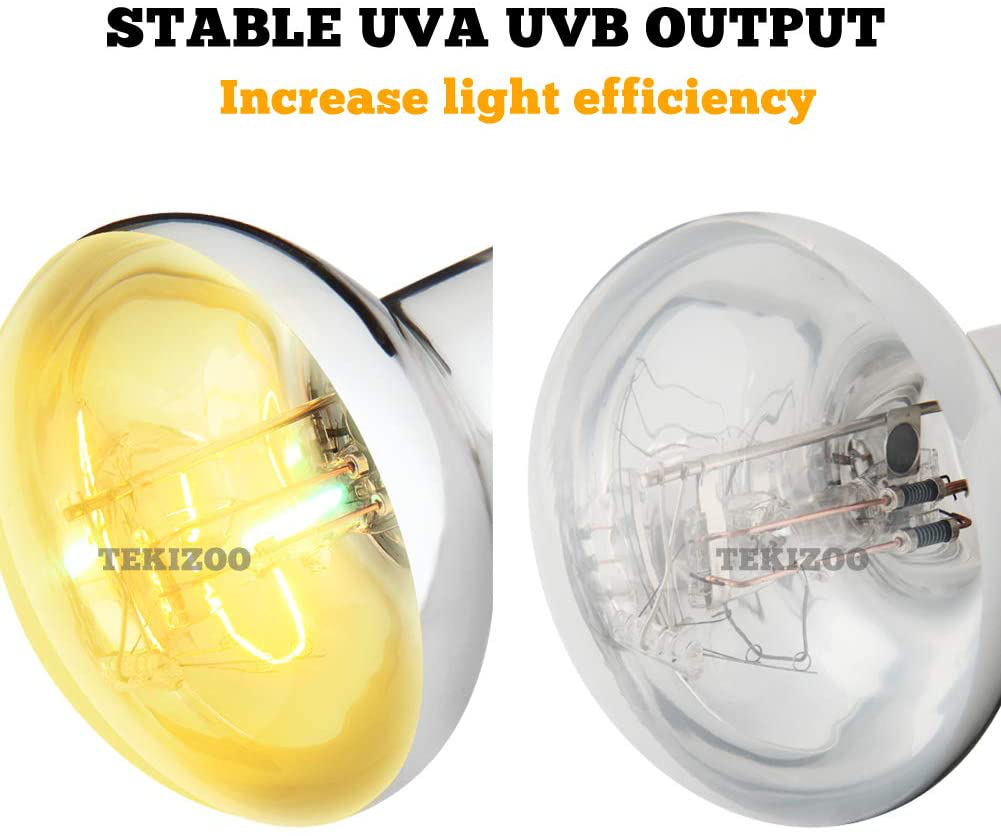 TEKIZOO UVA UVB Sun Lamp High Intensity Self-Ballasted Heat Basking Lamp/Light/Bulb for Reptile and Amphibian (80W)