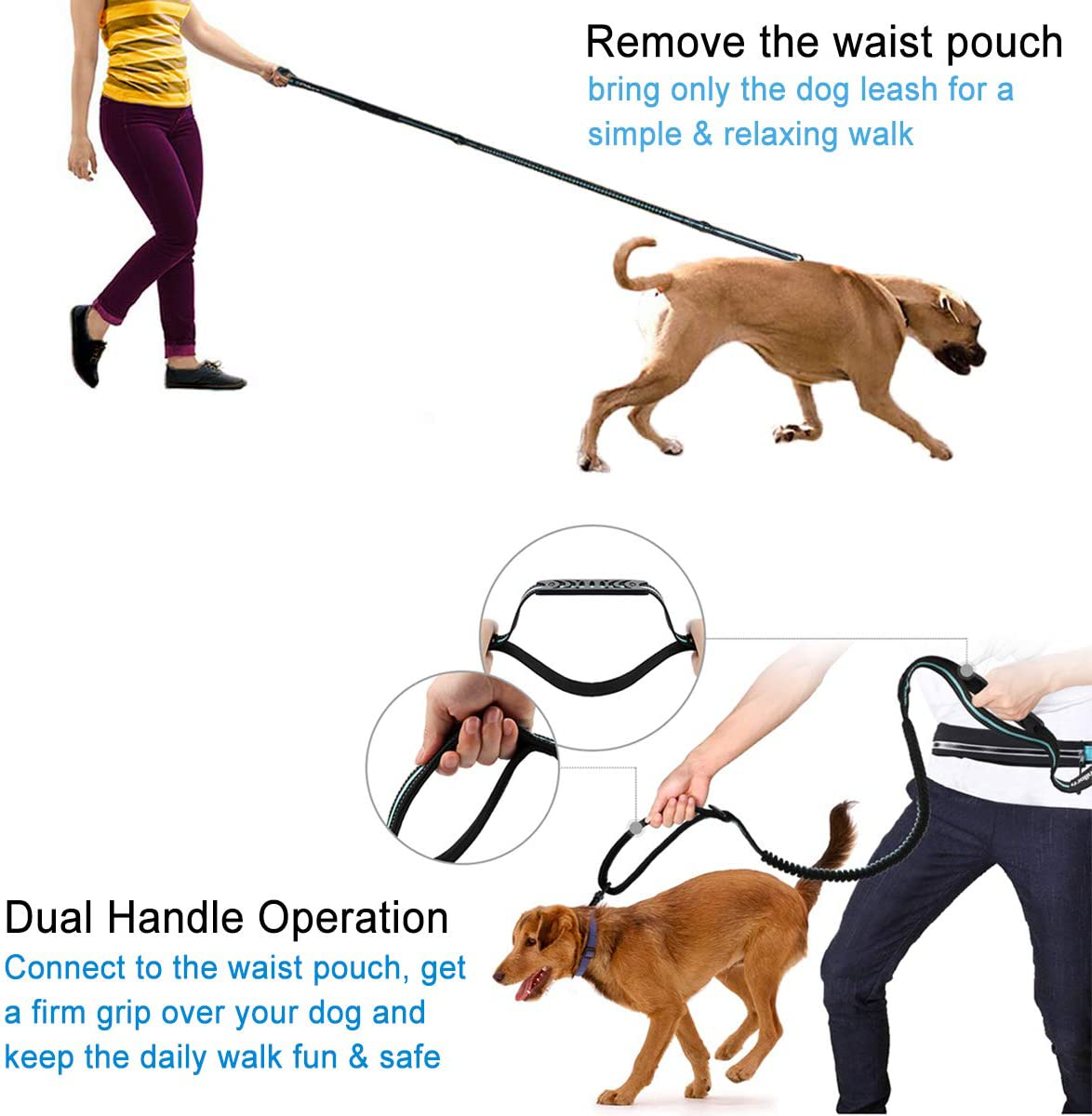 Pet Supplies Reflective Hand Free Bungee Leash Pet Safety Dog