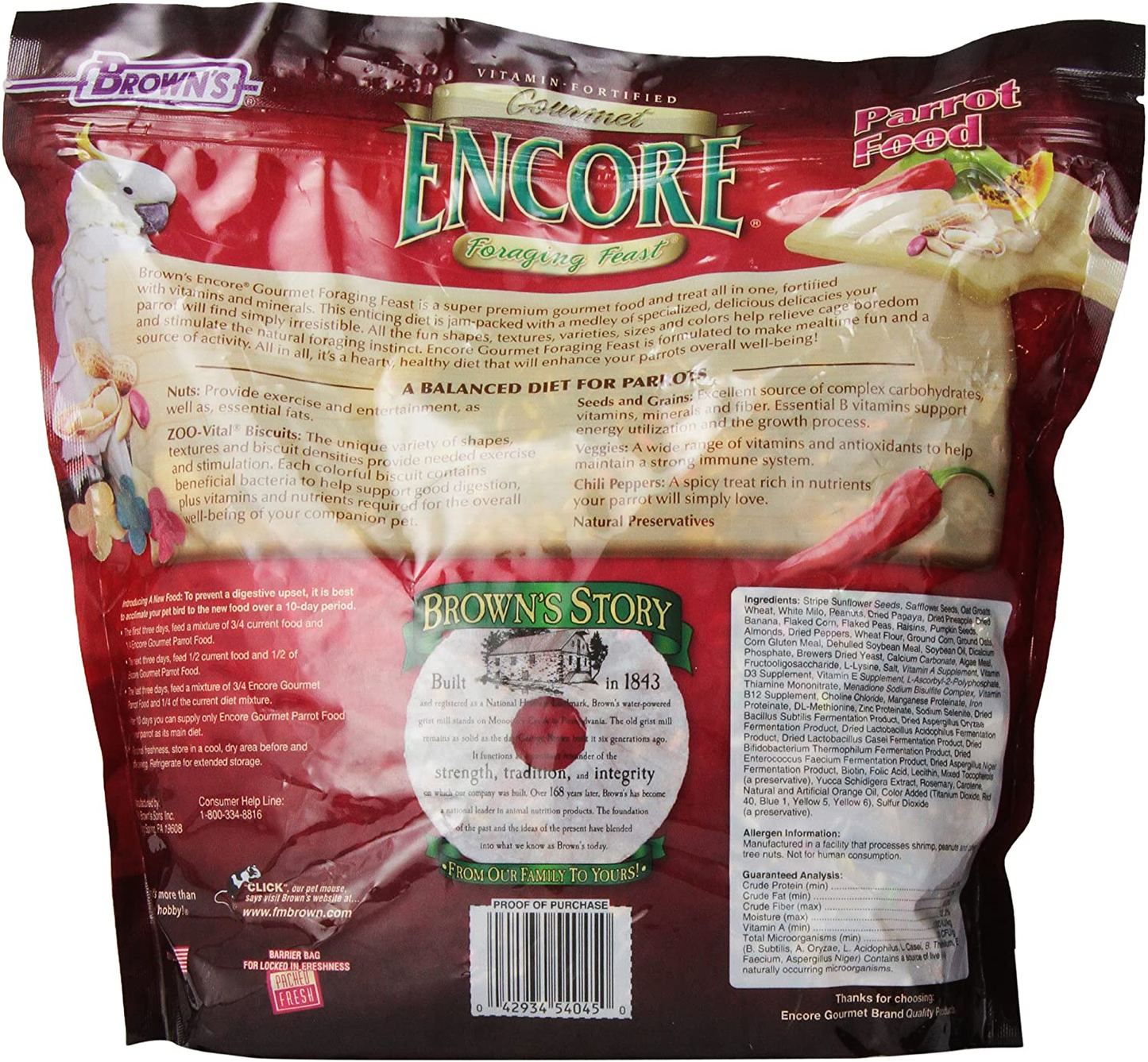 F.M.Brown'S Encore Gourmet Parrot Food, Net Wt 4 Lb Animals & Pet Supplies > Pet Supplies > Bird Supplies > Bird Food F.M. Brown's   