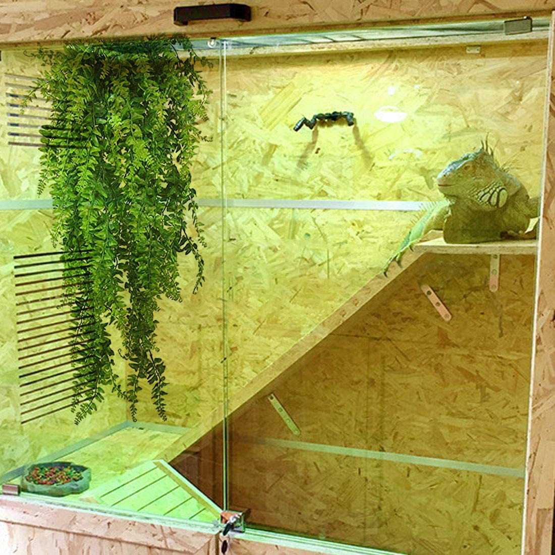 PINVNBY Bearded Dragon Tank Accessories,Reptile Plants Hanging Climbing,Lizards Habitat Natural Seagrass Hammock and Artificial Bendable Vines Branch for Chameleon Geckos Snake and Hermit Crabs Animals & Pet Supplies > Pet Supplies > Reptile & Amphibian Supplies > Reptile & Amphibian Habitat Accessories PINVNBY   