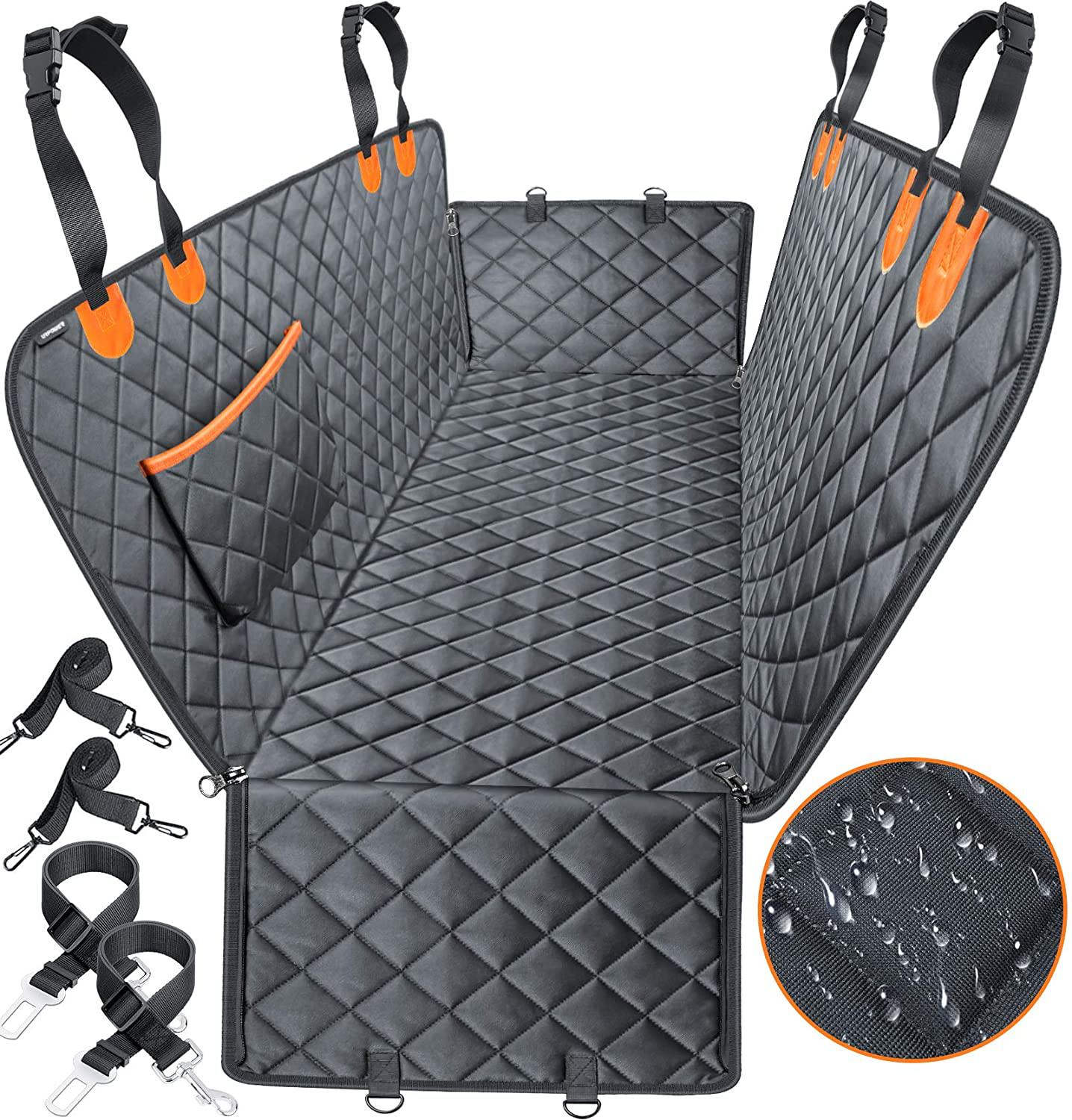 URPOWER Dog Seat Cover Car Seat Cover for Pets 100% Waterproof Pet Seat Cover Hammock 600D Heavy Duty Scratch Proof Nonslip Durable Soft Pet Back Seat Covers for Cars Trucks and Suvs Animals & Pet Supplies > Pet Supplies > Dog Supplies > Dog Treadmills URPOWER A-Black with Orange Standard 