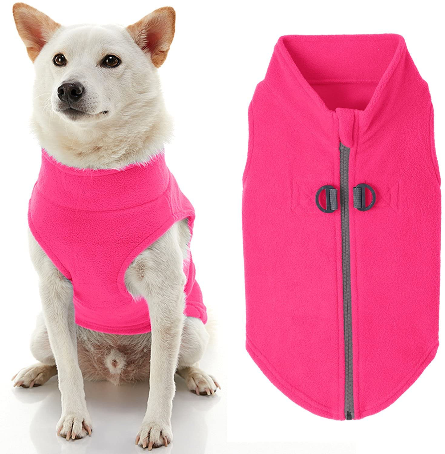 Gooby Zip up Fleece Dog Sweater - Warm Pullover Fleece Step-In Dog Jacket Winter Small Dog Sweater - Perfect on the Go Dog Sweaters for Small Dogs to Medium Dogs for Indoor and Outdoor Use Animals & Pet Supplies > Pet Supplies > Dog Supplies > Dog Apparel Gooby Pink X-Small chest (~11") 