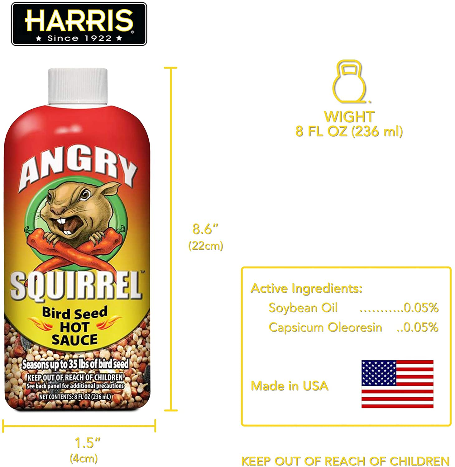 Angry Squirrel Bird Seed Hot Sauce, 8Oz, for up to 35 Pounds of Bird Seed, 2-Pack Animals & Pet Supplies > Pet Supplies > Bird Supplies > Bird Food Harris   