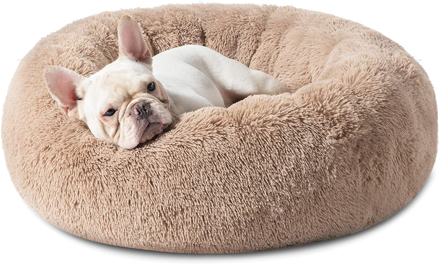 Bedsure Calming Dog Beds for Small Medium Large Dogs - round Donut Washable Dog Bed, Anti-Slip Faux Fur Fluffy Donut Cuddler Anxiety Cat Bed, Fits up to 15-100 Lbs Animals & Pet Supplies > Pet Supplies > Dog Supplies > Dog Beds Bedsure Comfy Pet Camel 30x30x8 Inch (Pack of 1) 
