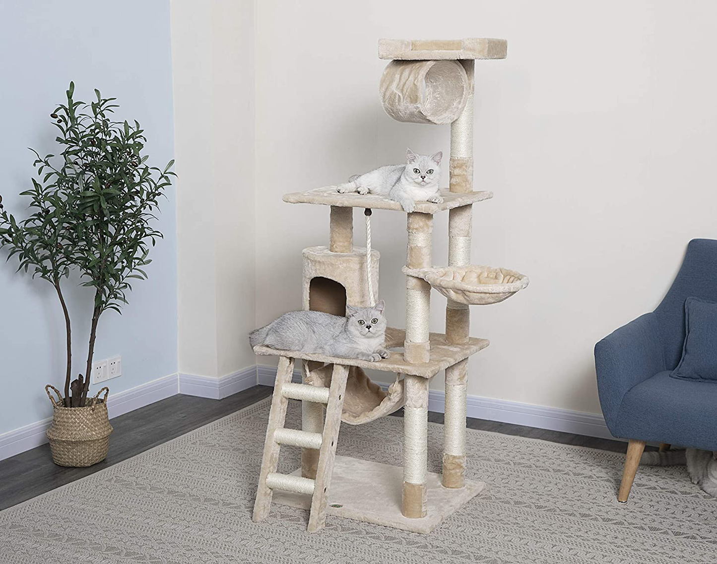 Go Pet Club 62-Inch Cat Tree Animals & Pet Supplies > Pet Supplies > Cat Supplies > Cat Furniture Go Pet Club Beige  