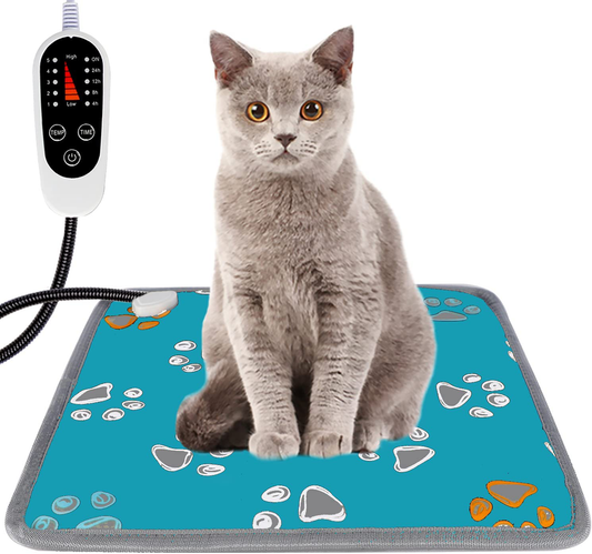 Furrybaby Pet Heating Pad, Waterproof Dog Heating Pad Mat for Cat with 5 Level Timer and Temperature, Pet Heated Warming Pad with Durable Anti-Bite Tube Indoor for Puppies Dogs Cats Animals & Pet Supplies > Pet Supplies > Cat Supplies > Cat Beds furrybaby Green 18x18 Inch (Pack of 1) 