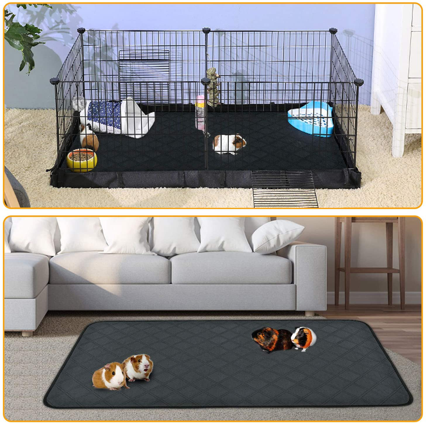 BWOGUE Guinea Pig Fleece Cage Liners, 2 Pack Washable Guinea Pig Pee Pads, Waterproof Reusable& anti Slip Guinea Pig Bedding Super Absorbent Pee Pad for Small Animals Animals & Pet Supplies > Pet Supplies > Small Animal Supplies > Small Animal Bedding BWOGUE   