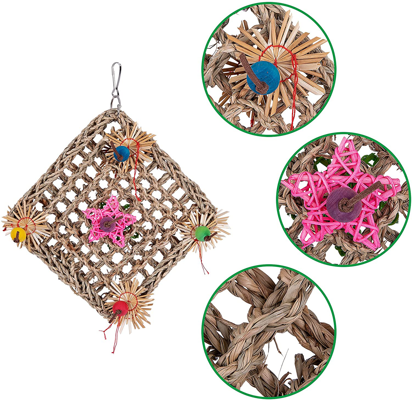 Kewkont Bird Parrot Toys,Seagrass Foraging Wall Toy for Birds，Suitable for Small Parakeets,Budgie,Macaws,Conures,Finches,Love Birds Animals & Pet Supplies > Pet Supplies > Bird Supplies > Bird Toys Kewkont   