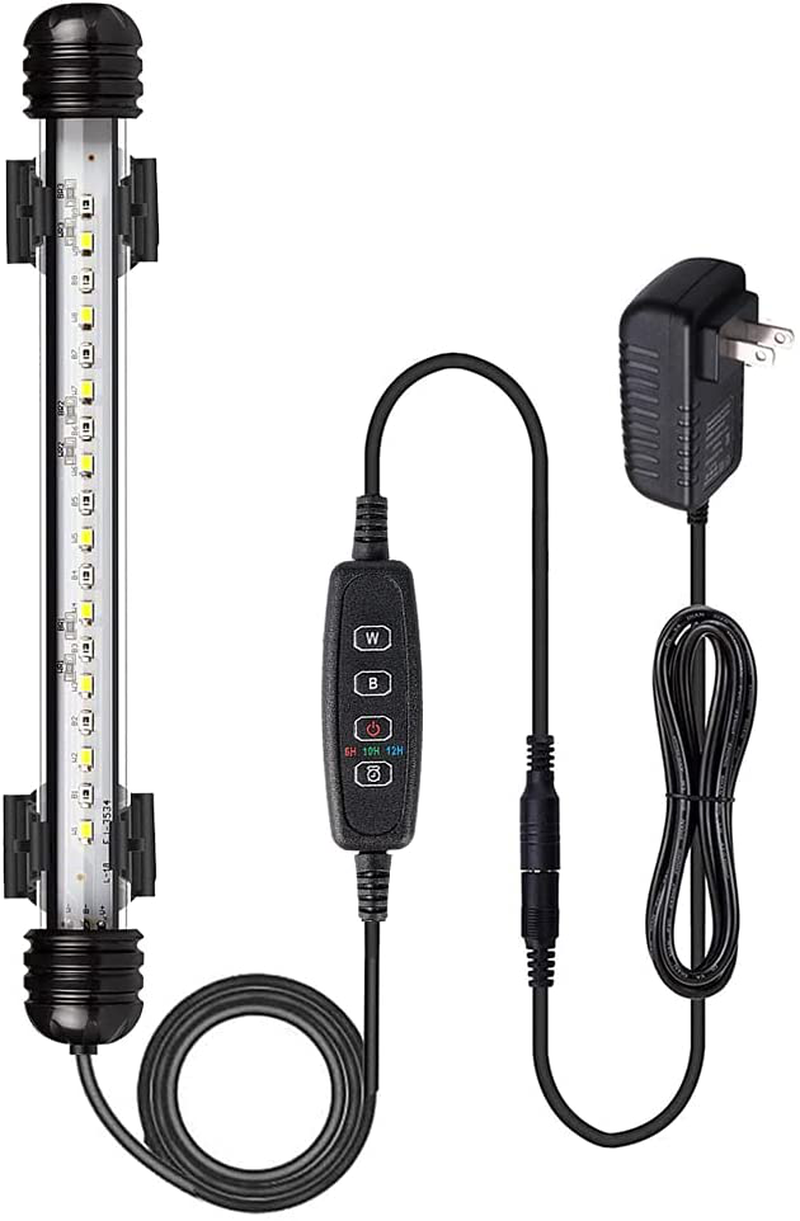 Submersible LED Aquarium Light,Fish Tank Light with Timer Auto On/Off Dimming Function,3 Light Modes Dimmable&4-Color Lamp Beads,10 Brightness Levels Optional&3 Levels of Timed Loop 30LEDS-RGB 11.5''