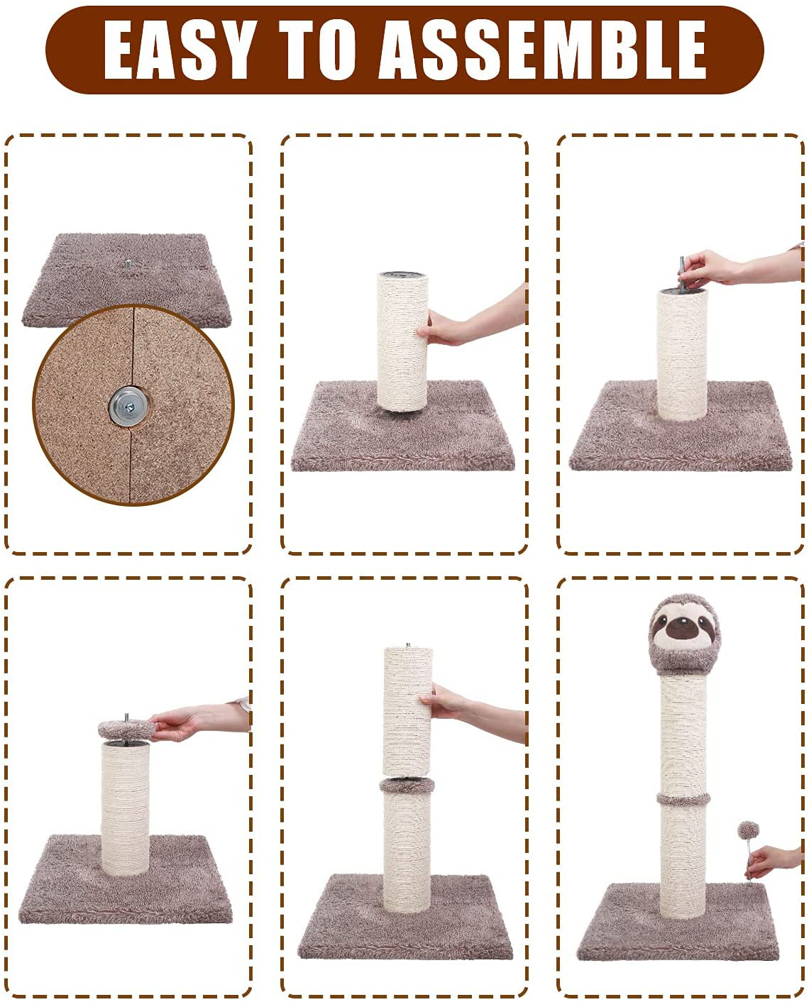 Poils Bebe Cat Scratching Post, 30.3’’ Tall Alpaca Scratcher Cat Furniture with Spring Ball for Indoor Cats and Kittens Handmade Cat Tower Wrapped by Natural Sisal Ropes Animals & Pet Supplies > Pet Supplies > Cat Supplies > Cat Furniture Poils bebe   