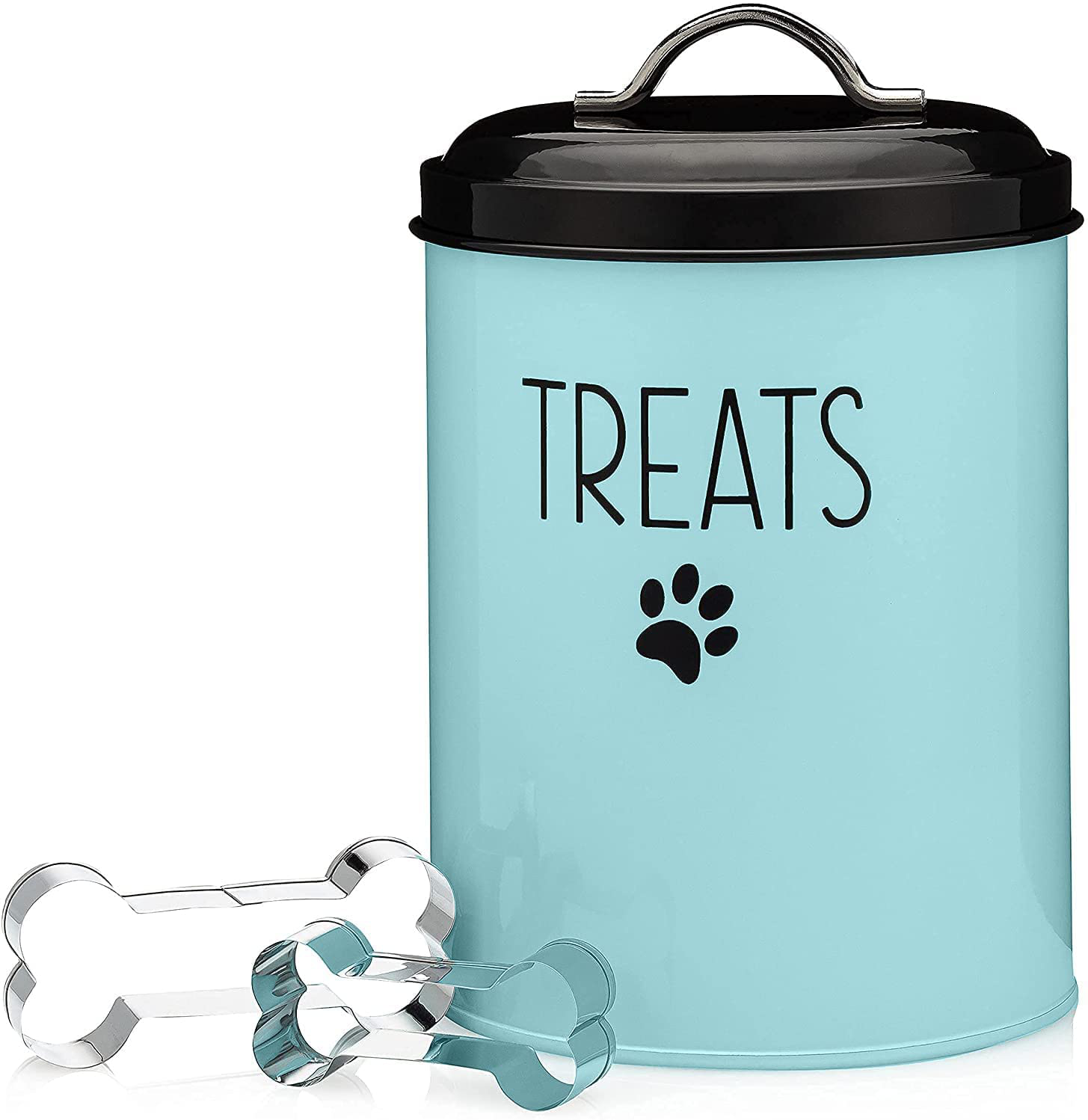 JRW Design Dog and Cat Treat Container plus 2 Bone-Shaped Cookie Cutters - Farmhouse Dog Treat Holder Jar - Durable Dog Biscuit Tin Canister, Great Gift for Pet Owners - Stylish Dog Treat Jar Animals & Pet Supplies > Pet Supplies > Small Animal Supplies > Small Animal Treats JRW Design   