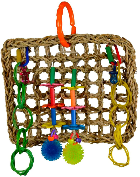 Super Bird Creations SB741 Seagrass Mini Activity Wall with Colorful Foraging Toys for Parrots, Medium Size, 9” X 7” X 2”,Varies Animals & Pet Supplies > Pet Supplies > Bird Supplies > Bird Toys Super Bird Creations   