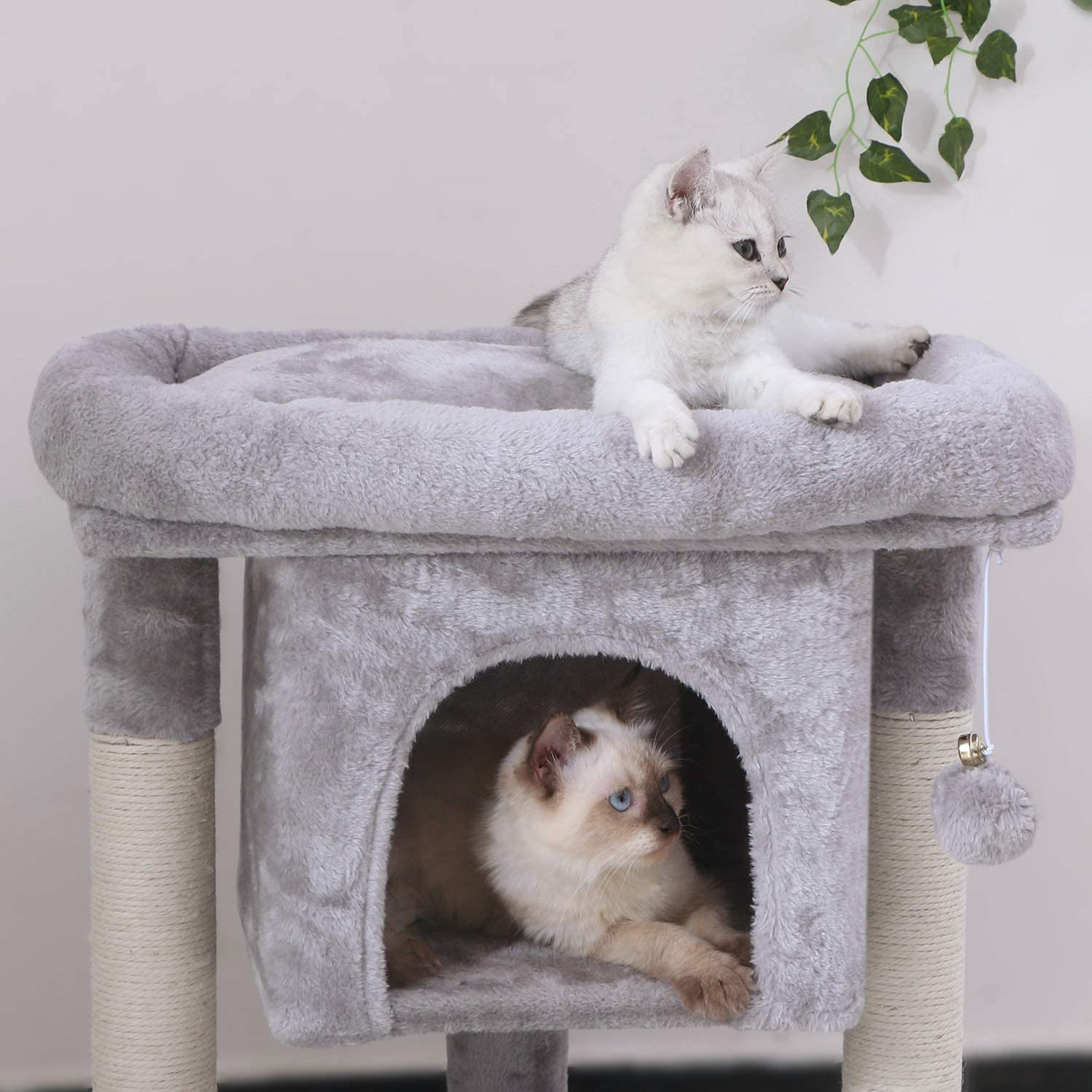 BEWISHOME Cat Tree Cat House Cat Condo with Sisal Scratching Posts, Plush Perch, Cat Tower Furniture Cat Bed Kitty Activity Center Kitten Play House Animals & Pet Supplies > Pet Supplies > Cat Supplies > Cat Furniture BEWISHOME   