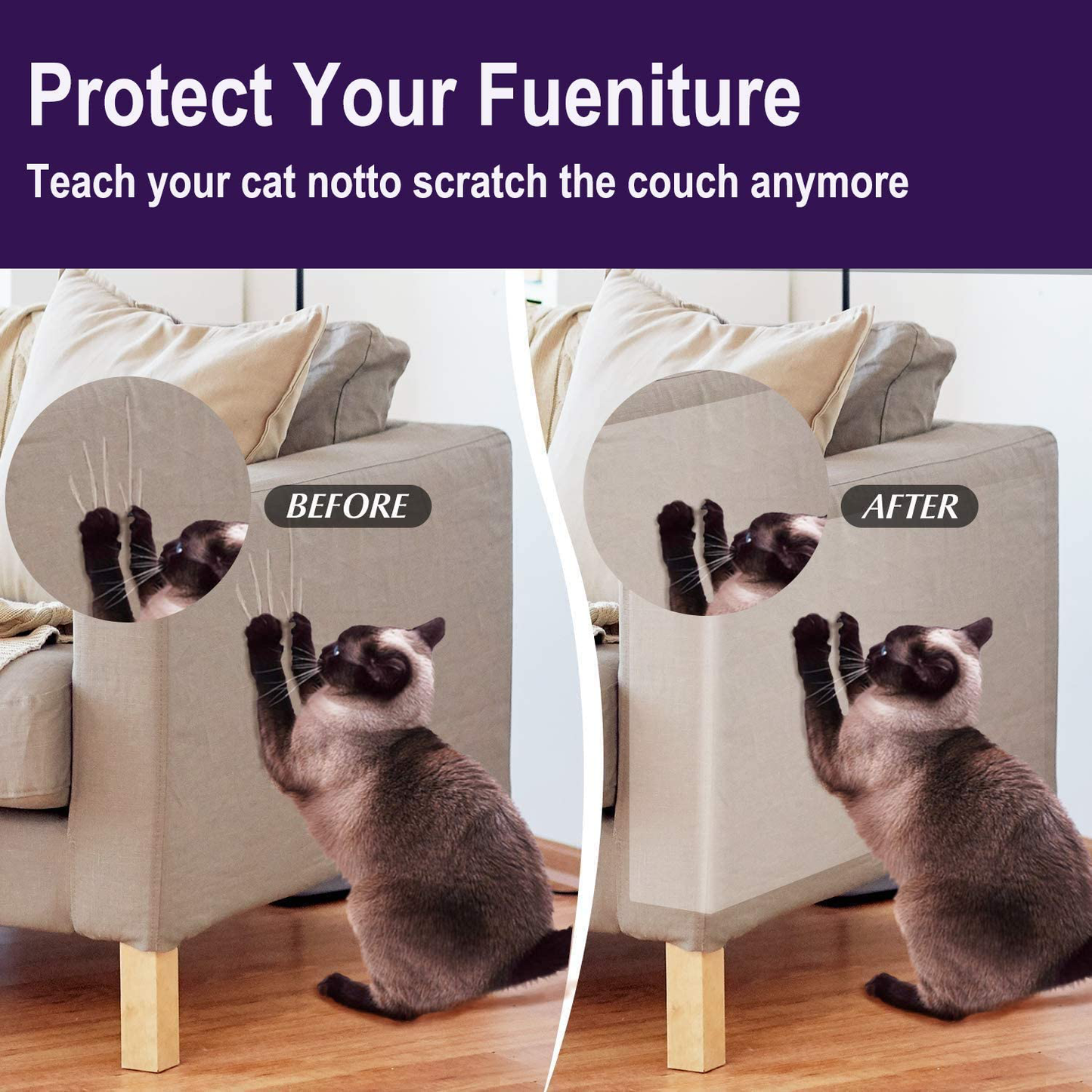 N/W Cat Couch Protector,10 Pack Cat Scratch Deterrent for Furniture,Double-Sided Clear Trainging Tape, 6-Pack XL17’’L 12’’W+4-Pack L 18’’L 6”W for Protect the Couch Door Walls. Animals & Pet Supplies > Pet Supplies > Cat Supplies > Cat Furniture N/W   