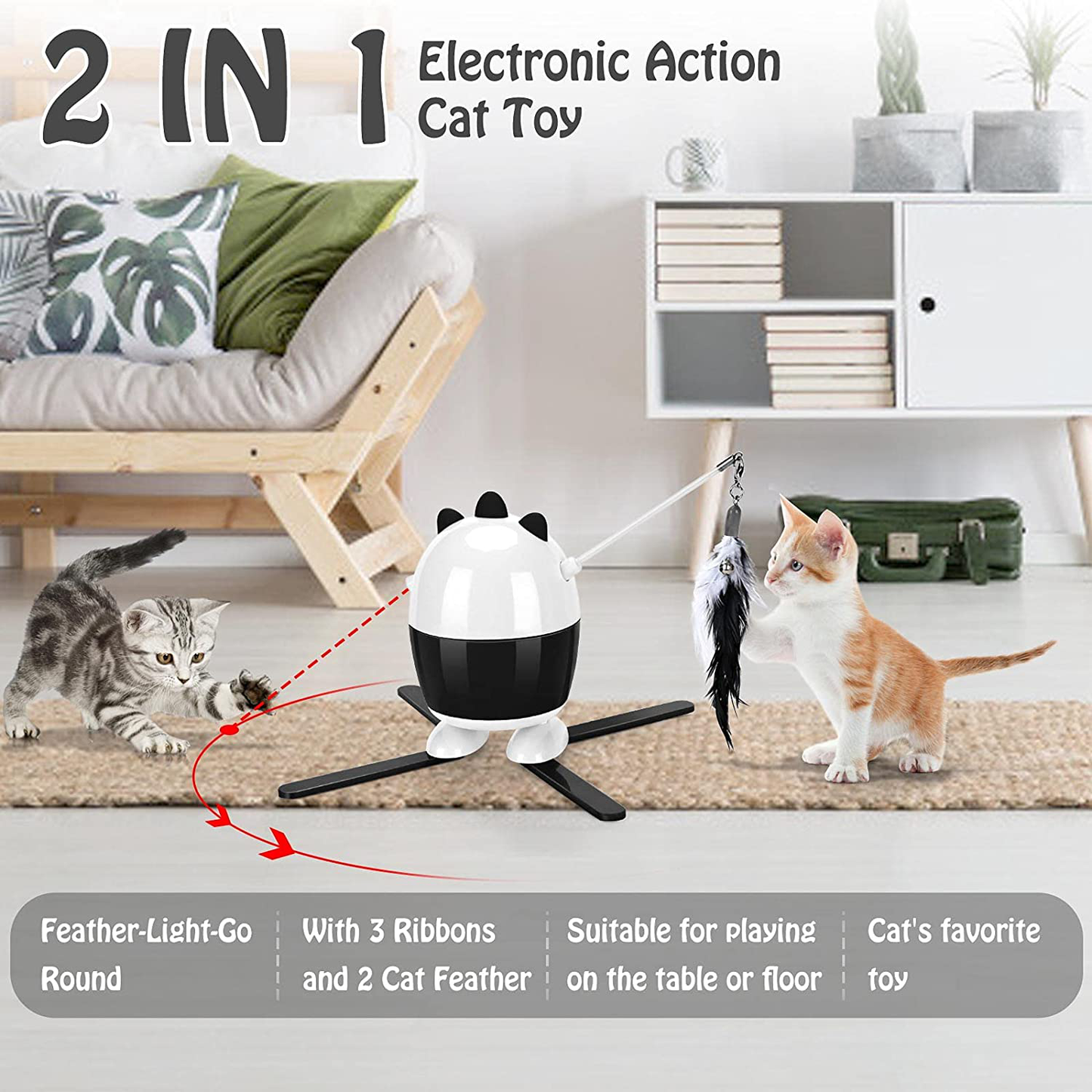 Cat Toys Interactive, Cat Laser Toy & Cat Feather Toys 2 in 1, Recharge Cat Exercise Toys for Indoor Cats, Adjustable Cat Toy Automatic Laser, Cat Toys Interactive Laser Automatic for Kitten… Animals & Pet Supplies > Pet Supplies > Cat Supplies > Cat Toys Enoctu   