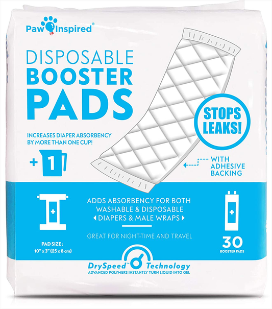 Paw Inspired Dog Diaper Pads | Disposable Diaper Liners | Booster Pad Inserts Fit Most Female and Male Washable and Disposable Dog Diapers and Belly Bands | Adds Absorbency, Stops Leaks Animals & Pet Supplies > Pet Supplies > Dog Supplies > Dog Diaper Pads & Liners Paw Inspired 30 Count  