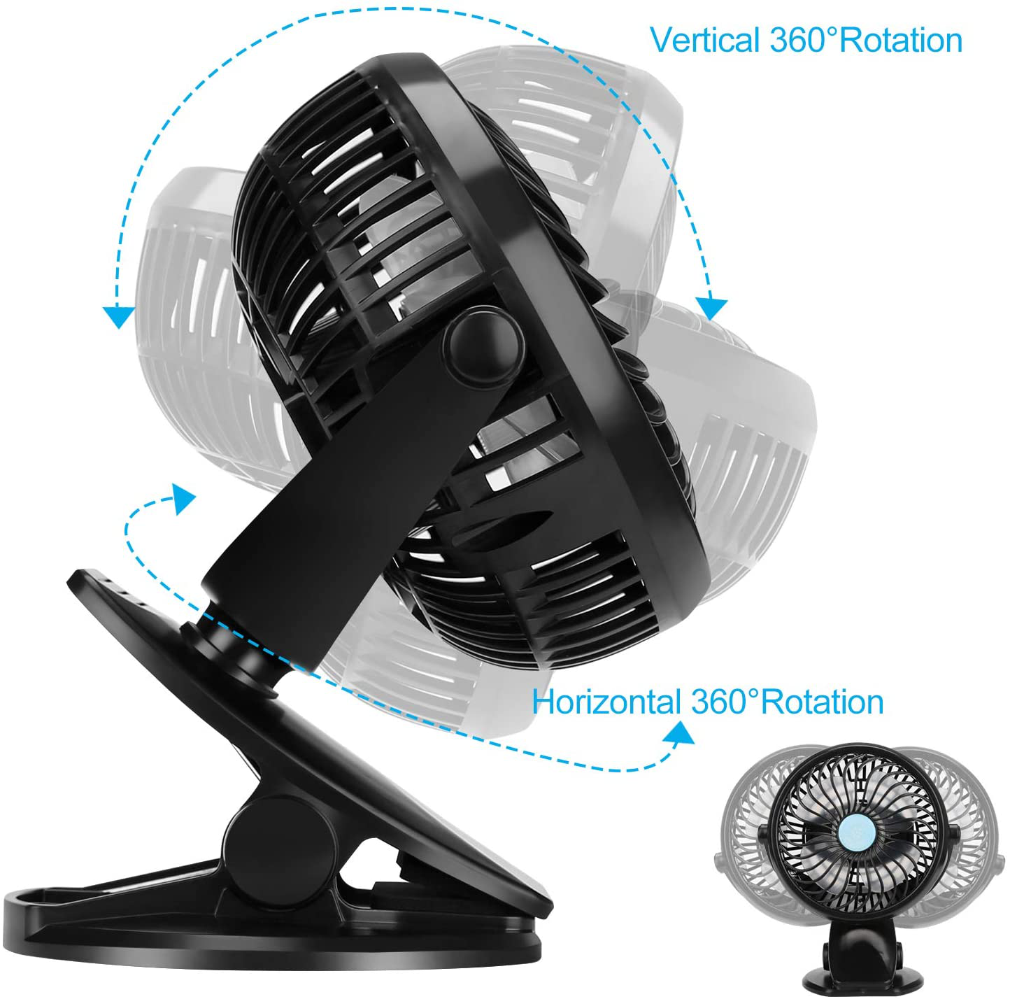 Tripole Clip on Fan Stroller Fan Battery Operated Portable Fan Stepless Speed 360 Degree Rotation Small Desk Fan with Strong Clamp Personal Table Fan for Baby Crib Treadmill Car Animals & Pet Supplies > Pet Supplies > Dog Supplies > Dog Treadmills TriPole   