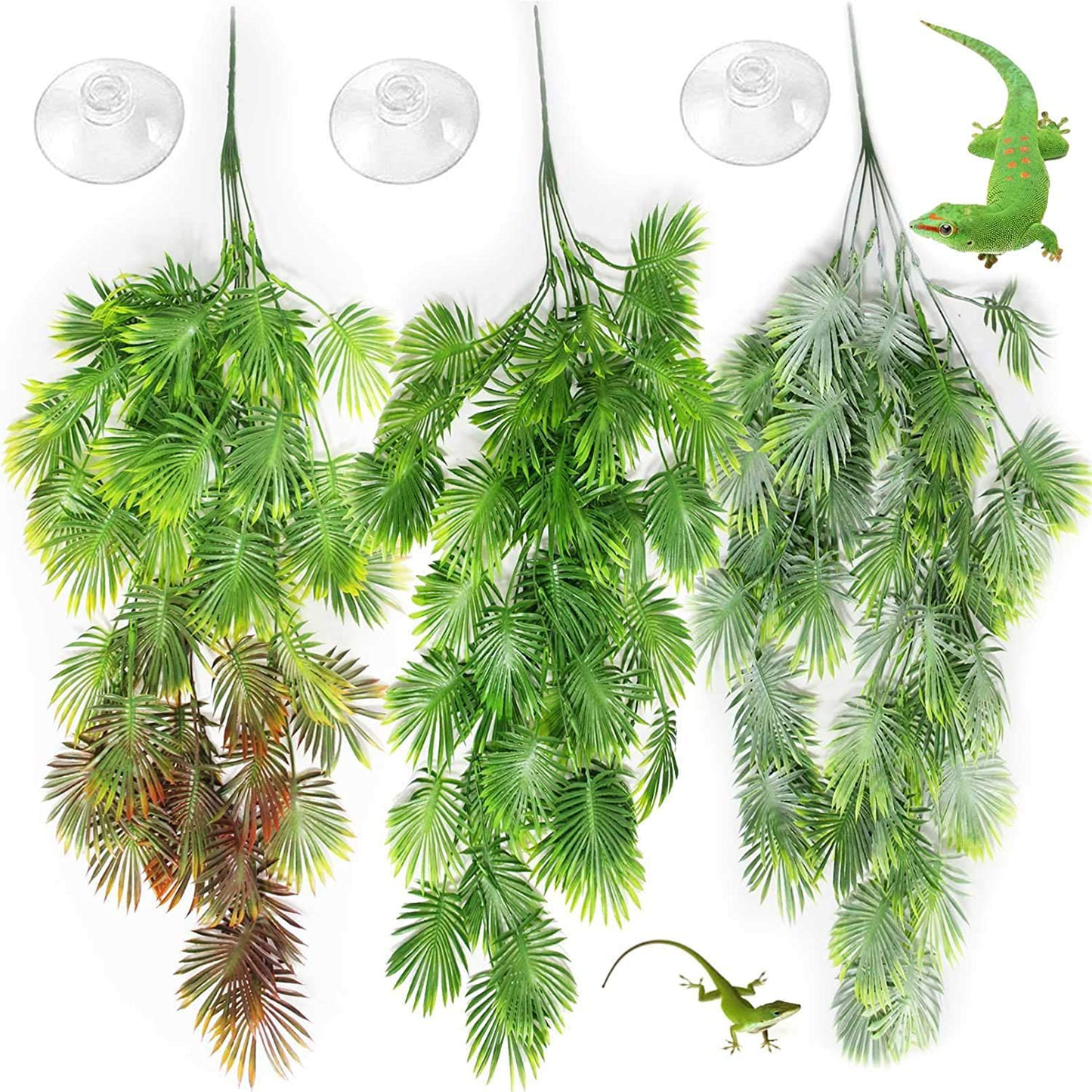 PINVNBY Reptile Plants Hanging Terrarium Plastic Fake Vines Lizards Climbing Decor Pets Tank Habitat Decorations with Suction Cup for Bearded Dragons Geckos Snake Hermit Crab 3PCS Animals & Pet Supplies > Pet Supplies > Reptile & Amphibian Supplies > Reptile & Amphibian Habitat Accessories PINVNBY   