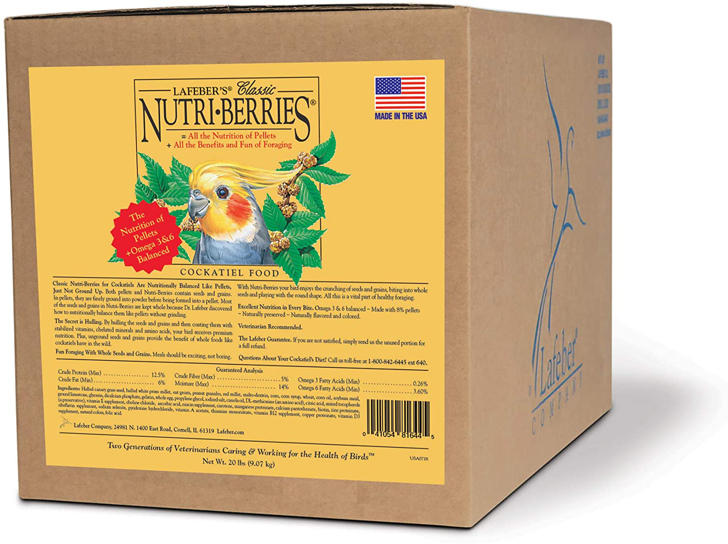 Lafeber Classic Nutri-Berries Pet Bird Food, Made with Non-Gmo and Human-Grade Ingredients, for Cockatiels, 4 Lb Animals & Pet Supplies > Pet Supplies > Bird Supplies > Bird Treats LAFEBER'S 20 LBS  